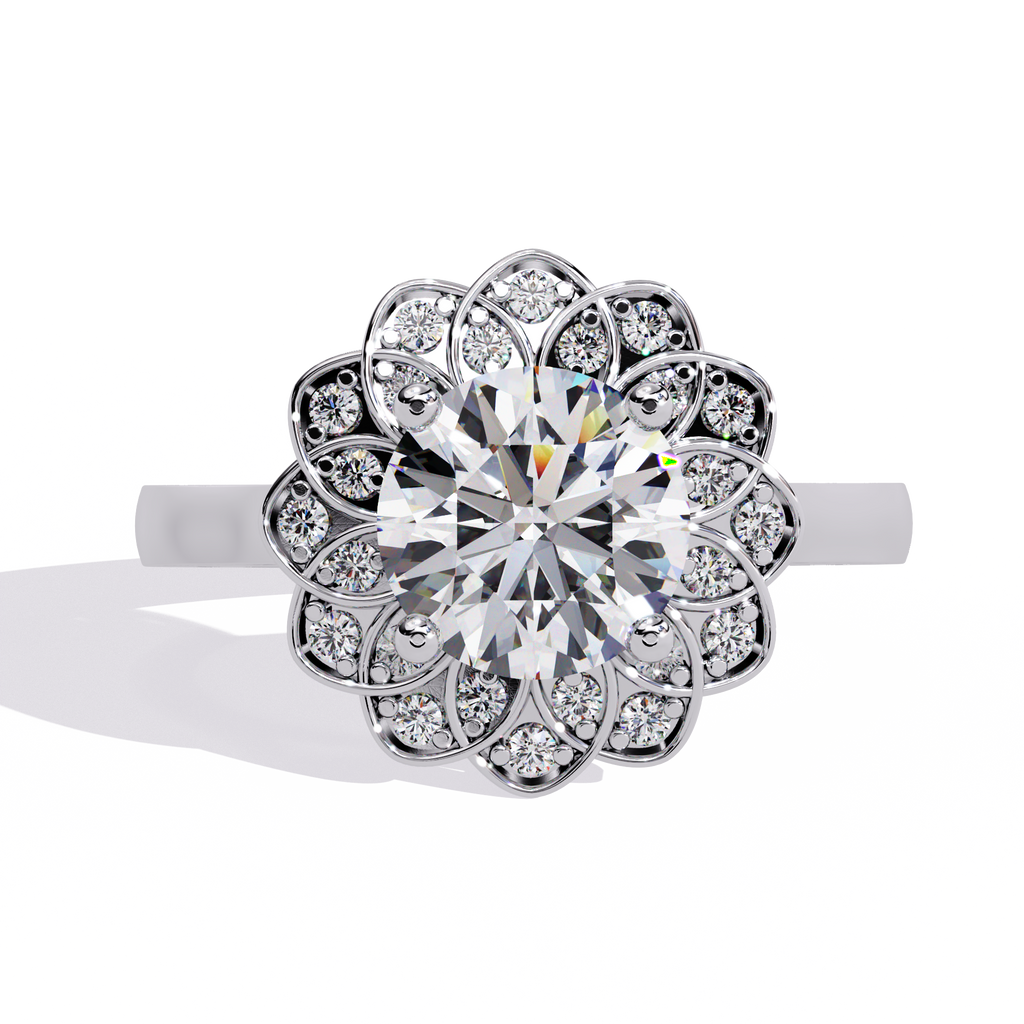 Halo Diamond Engagement Ring (WHITE)