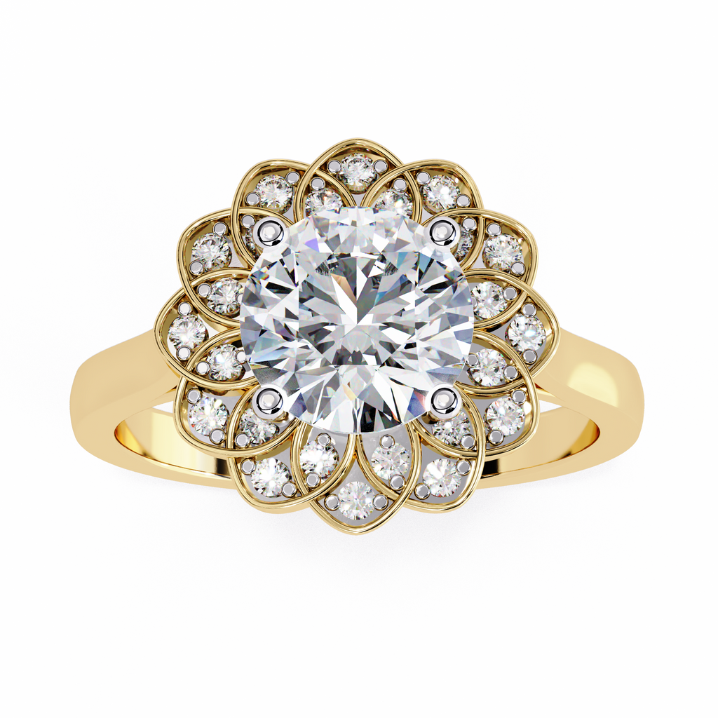 Halo Diamond Engagement Ring (Yellow)