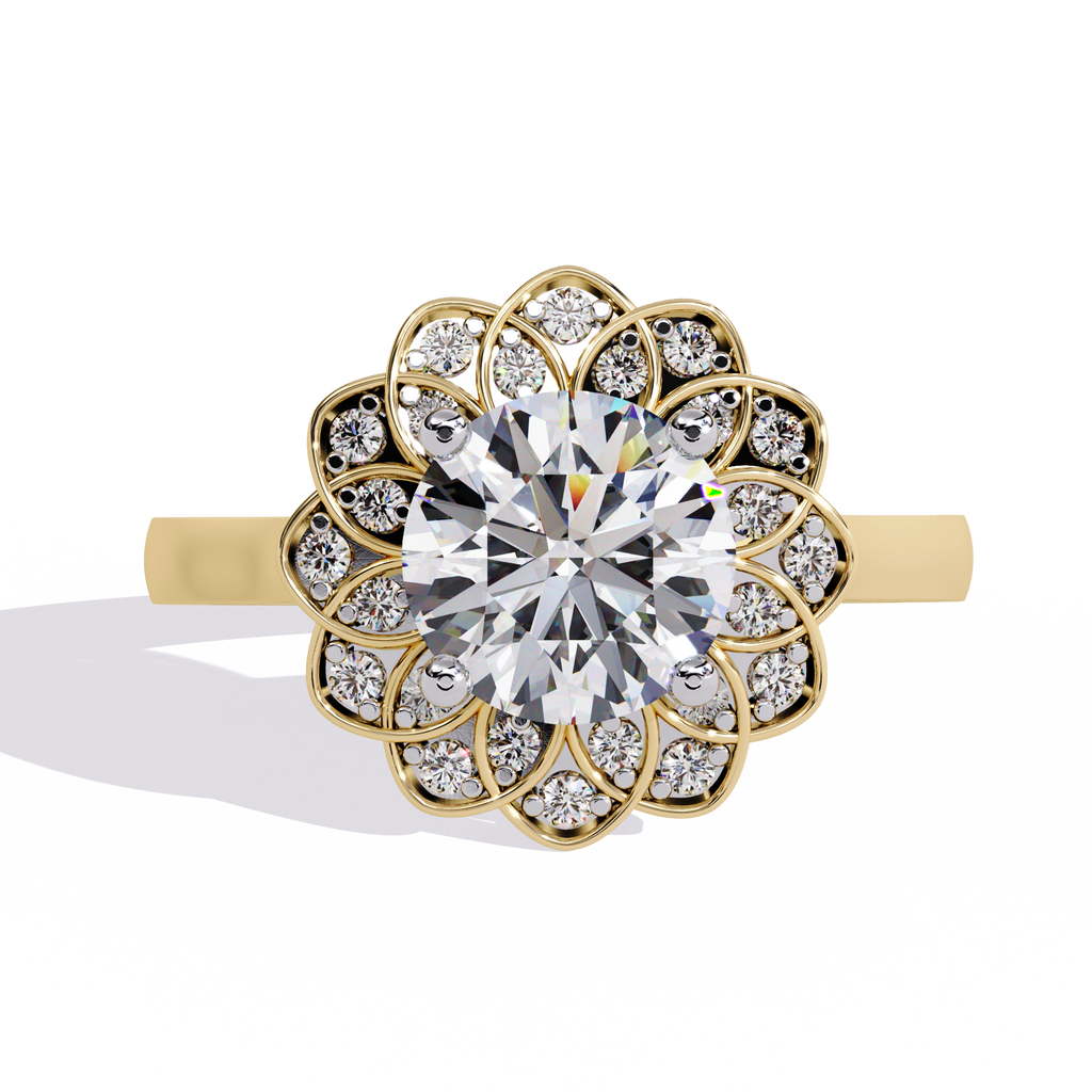Halo Diamond Engagement Ring (Yellow)