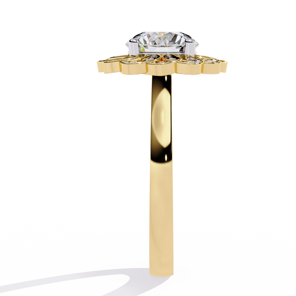Halo Diamond Engagement Ring (Yellow)