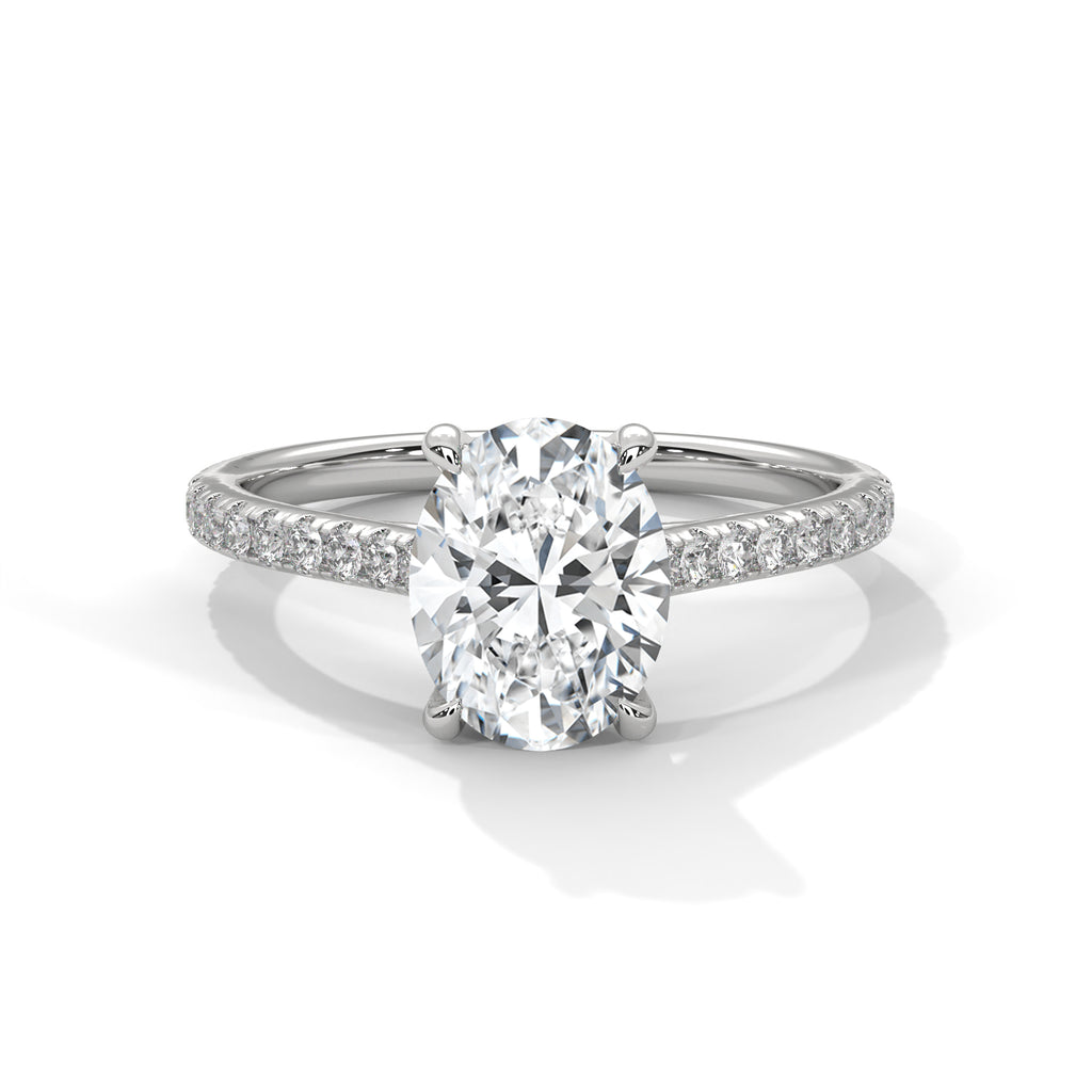 Oval Solitaire Diamond Ring (White Gold)