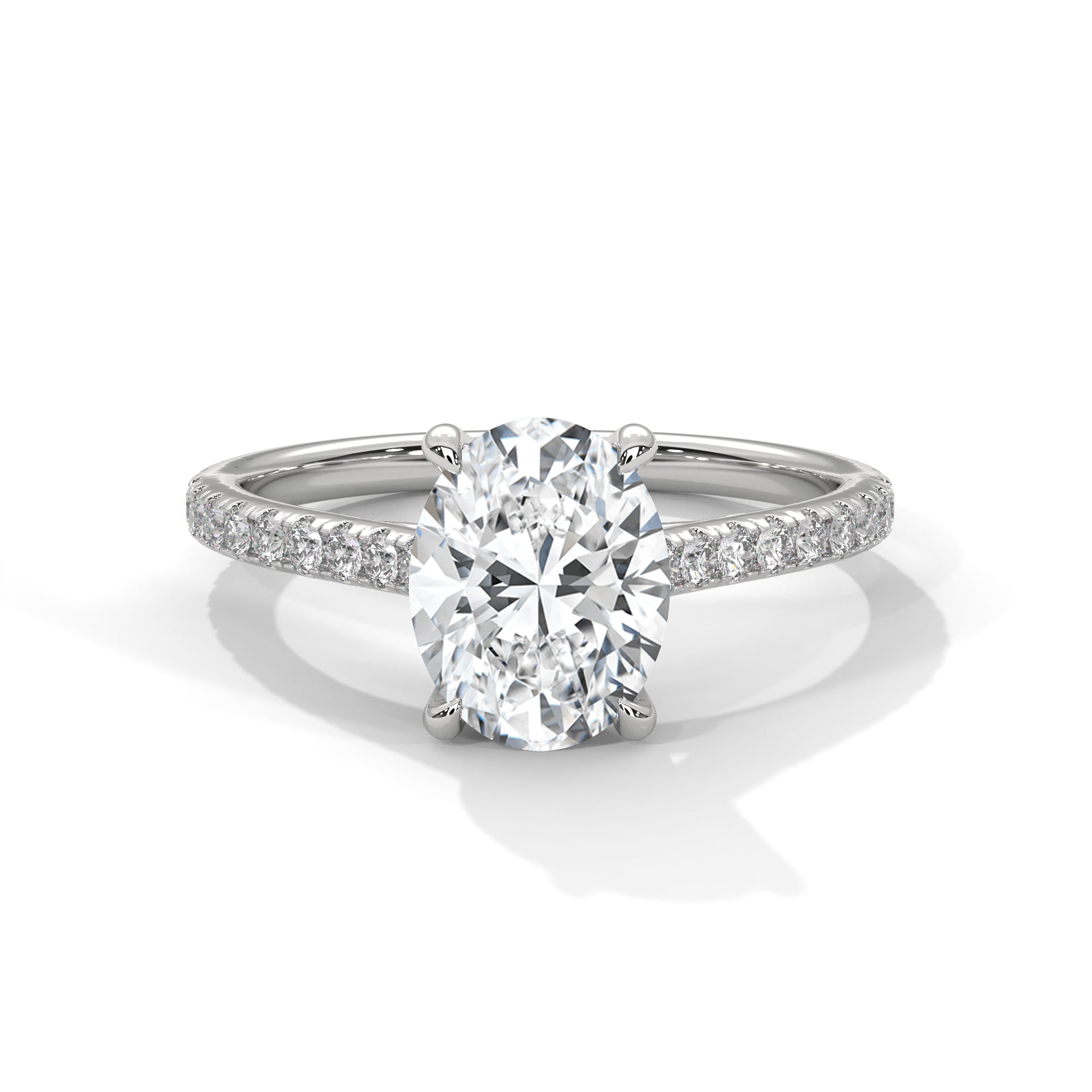 Oval Solitaire Diamond Ring (White Gold)
