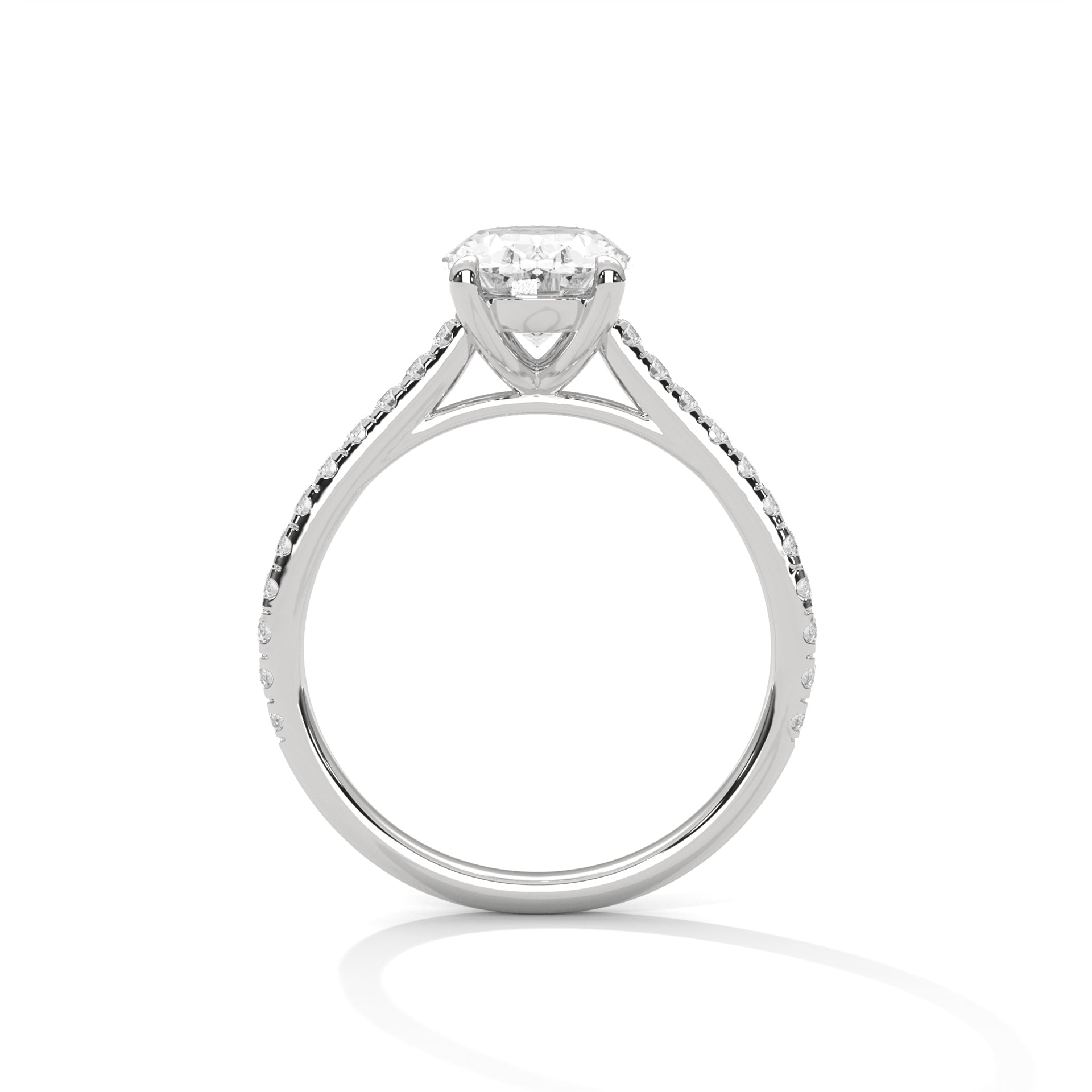 Oval Solitaire Diamond Ring (White Gold)