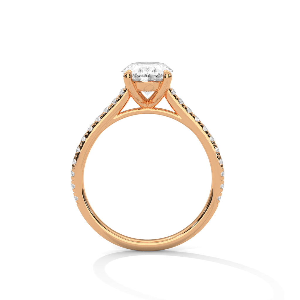 Oval Solitaire Diamond Ring (Rose Gold)