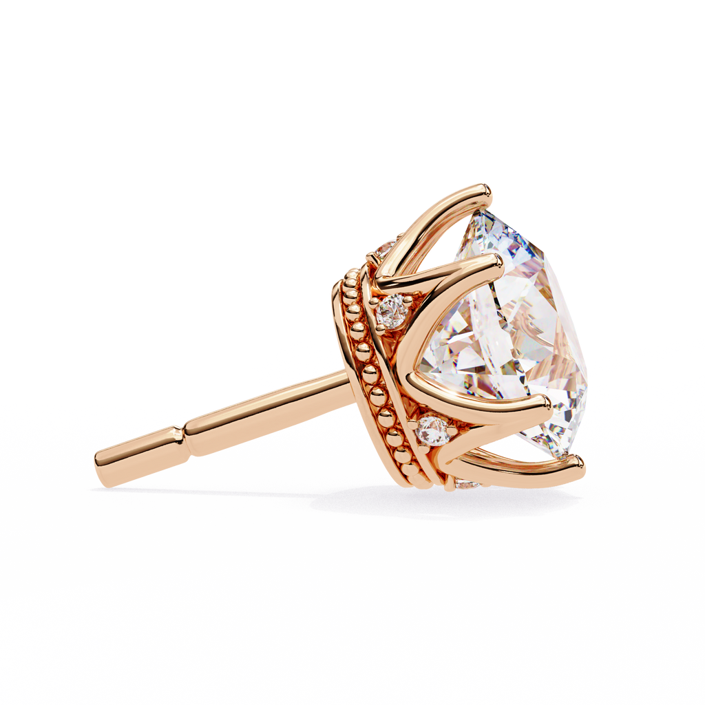 Crown-Inspired Solitaire Stud Earrings (Rose Gold)