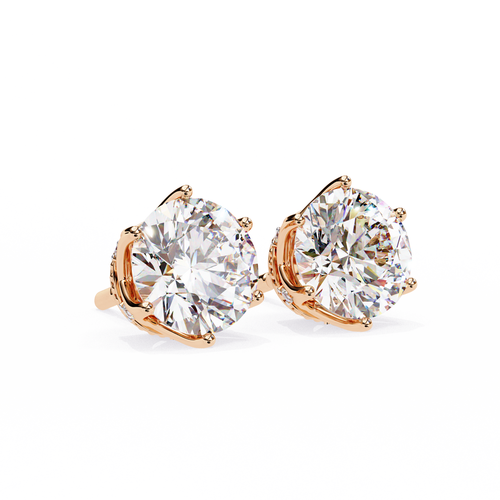 Crown-Inspired Solitaire Stud Earrings (Rose Gold)