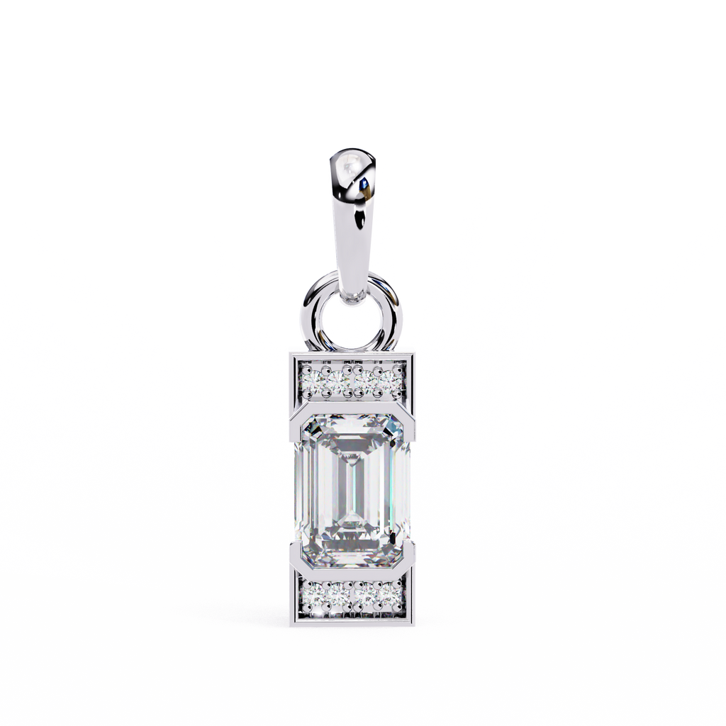 Emerald-Cut Halo Pendant