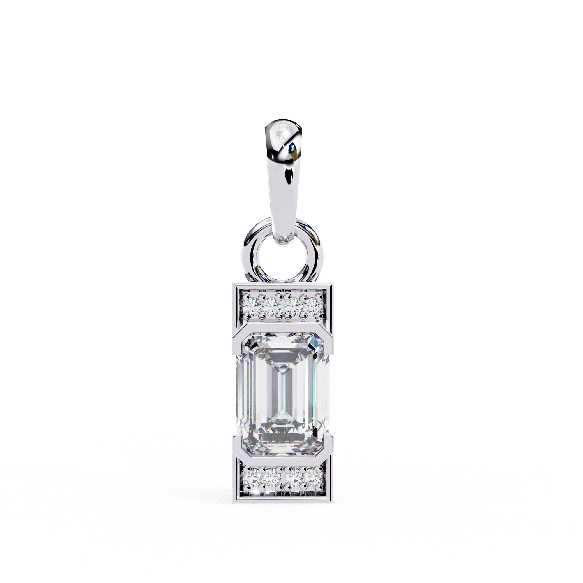 Emerald-Cut Halo Pendant