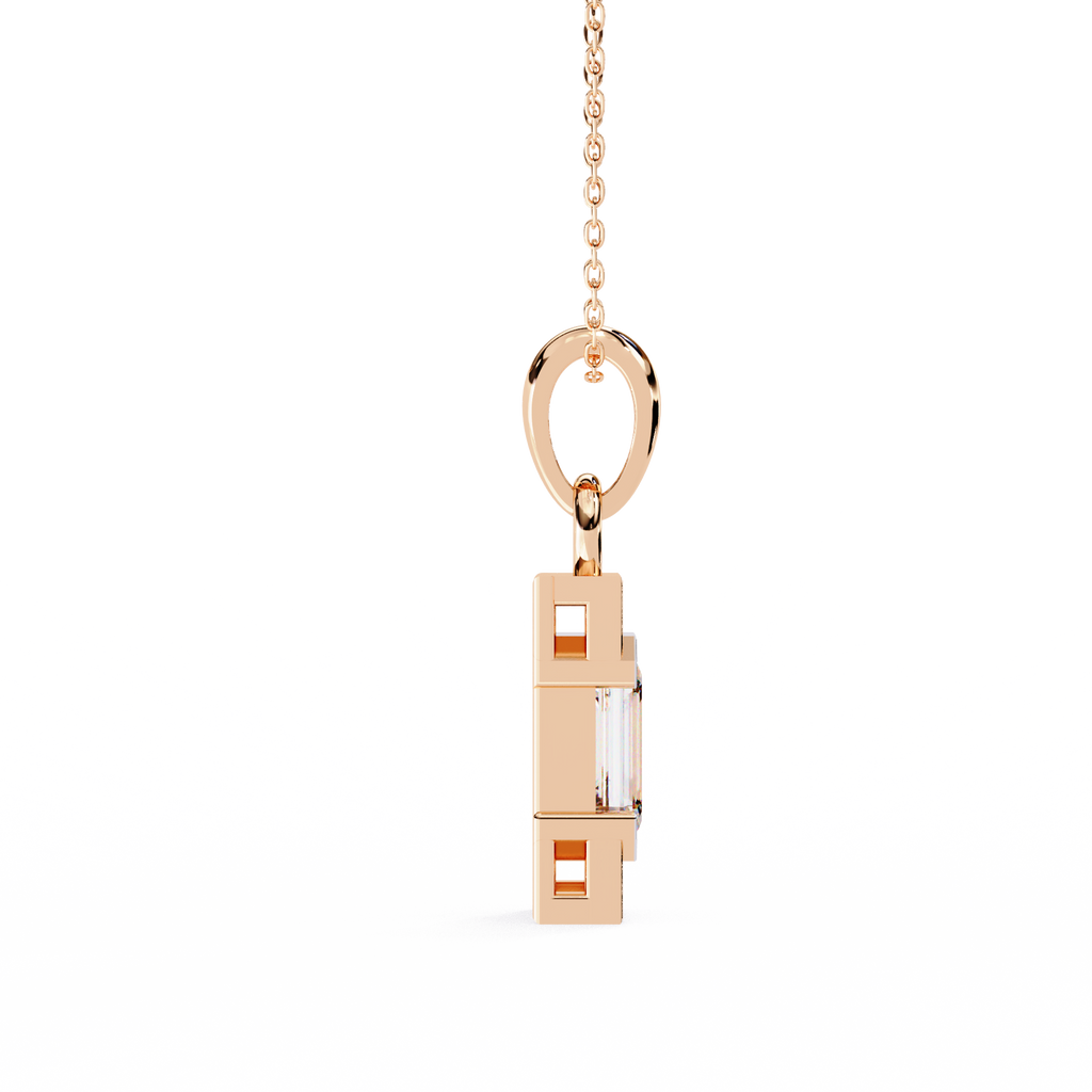 Emerald-Cut Halo Pendant