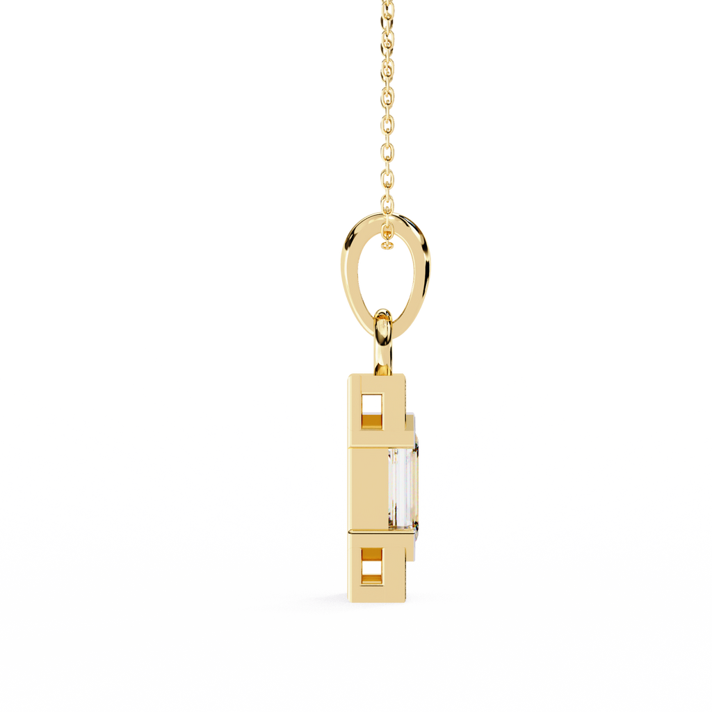 Emerald-Cut Halo Pendant