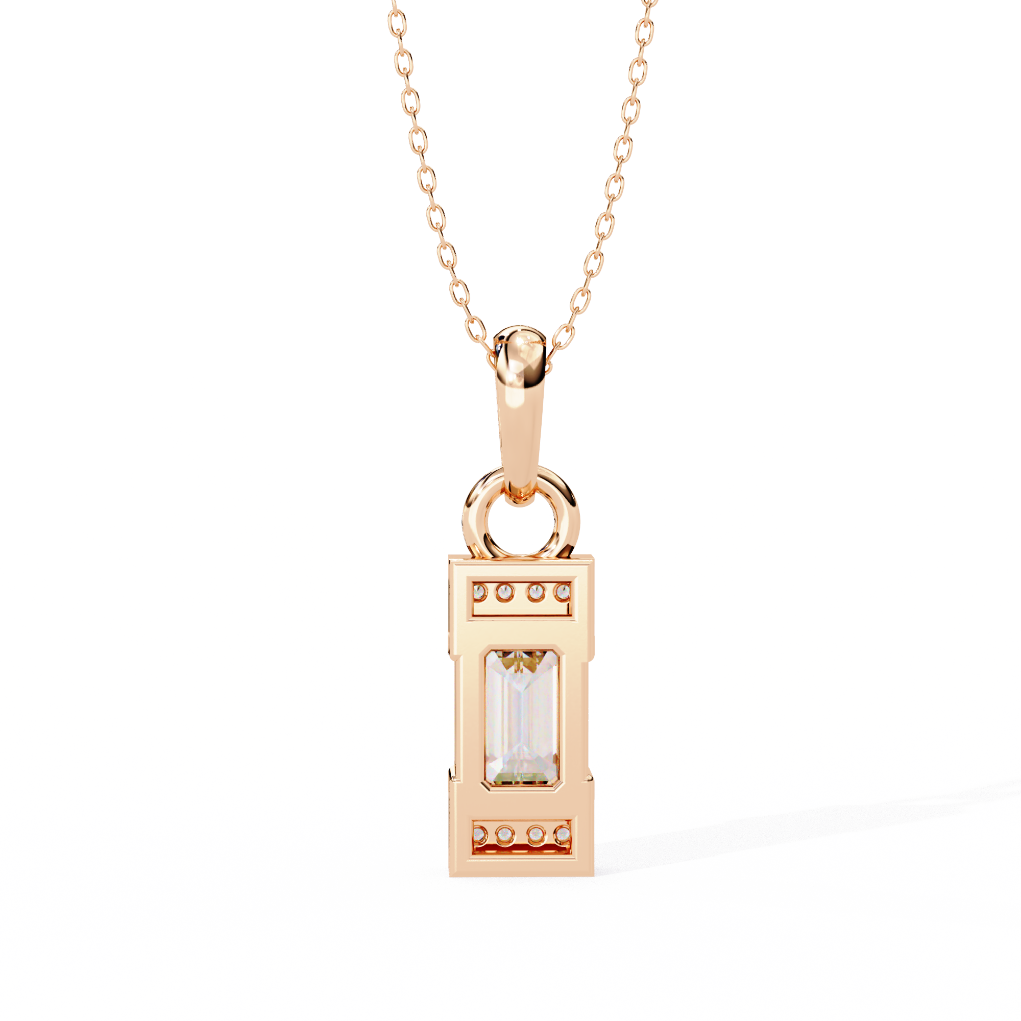 Emerald-Cut Halo Pendant