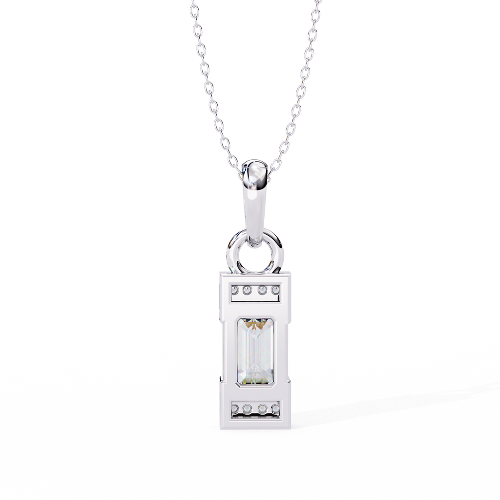 Emerald-Cut Halo Pendant