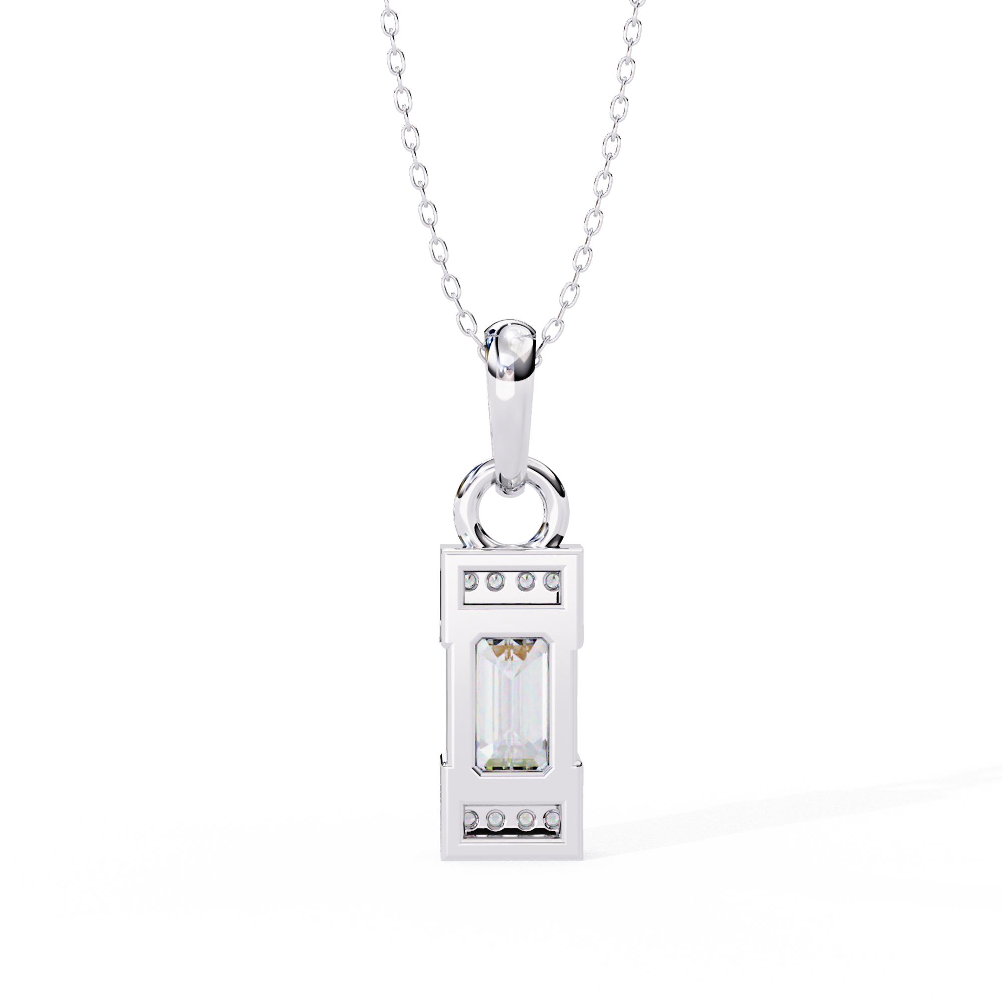 Emerald-Cut Halo Pendant