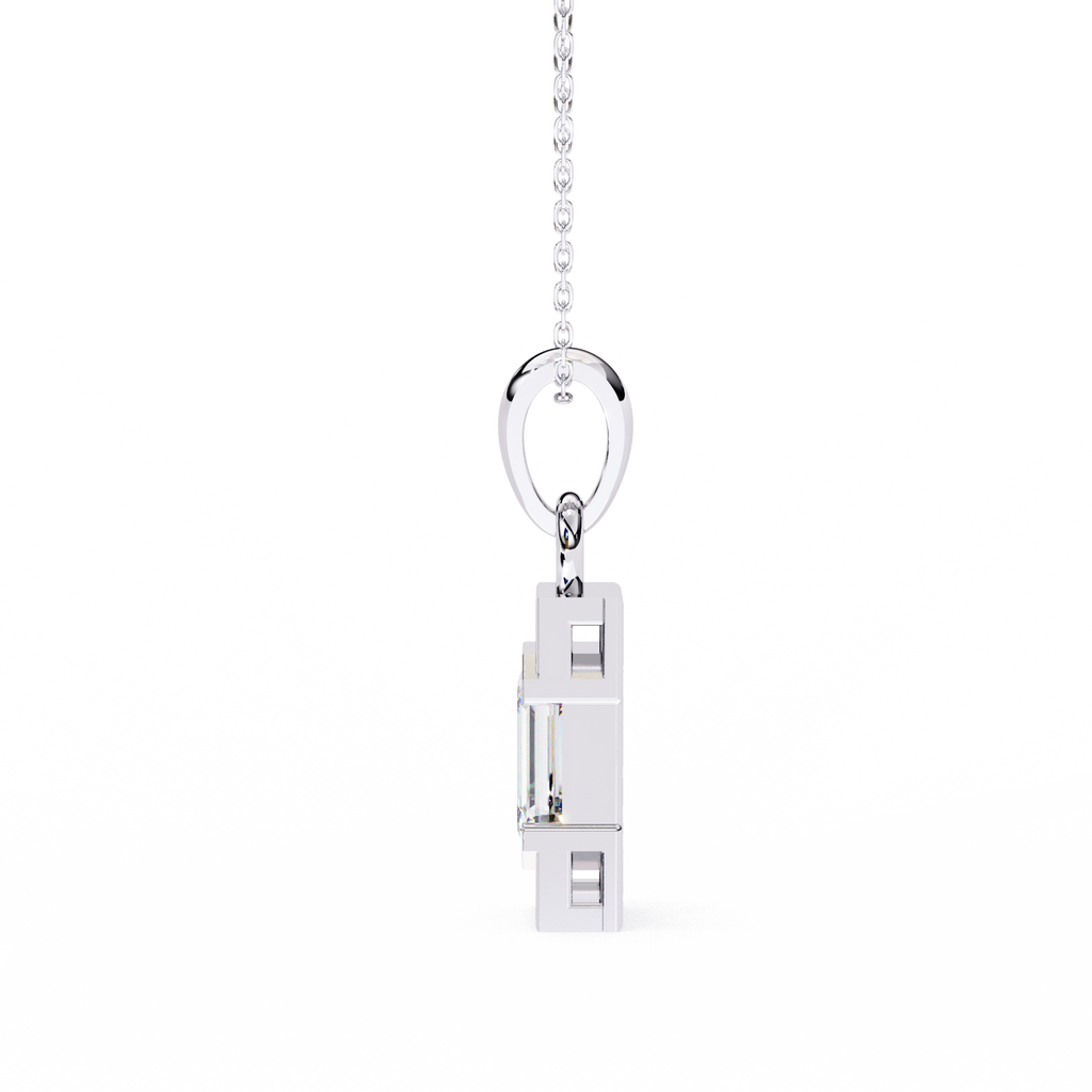 Emerald-Cut Halo Pendant