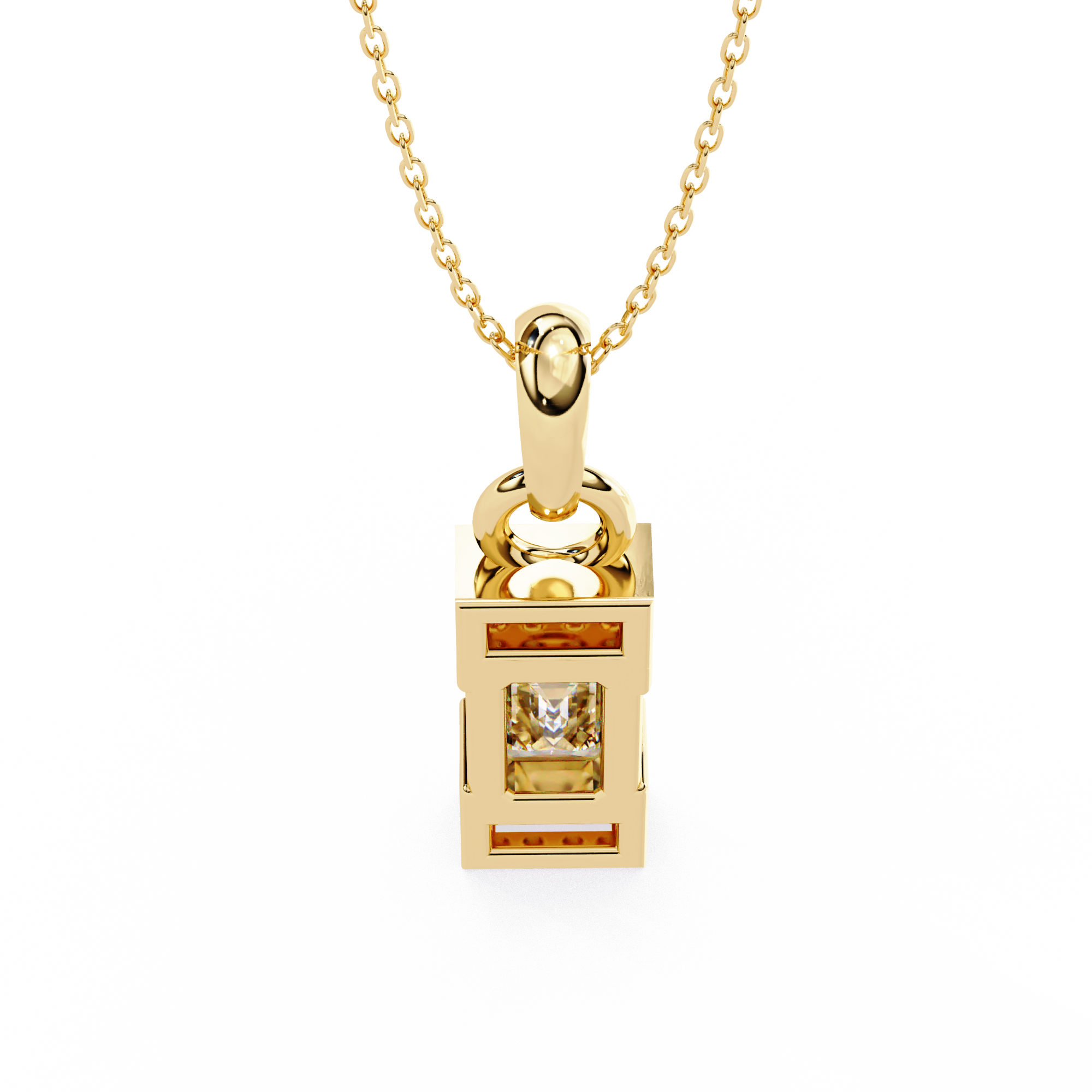 Emerald-Cut Halo Pendant
