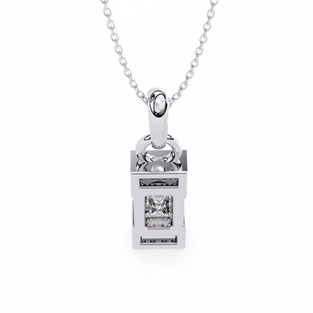 Emerald-Cut Halo Pendant