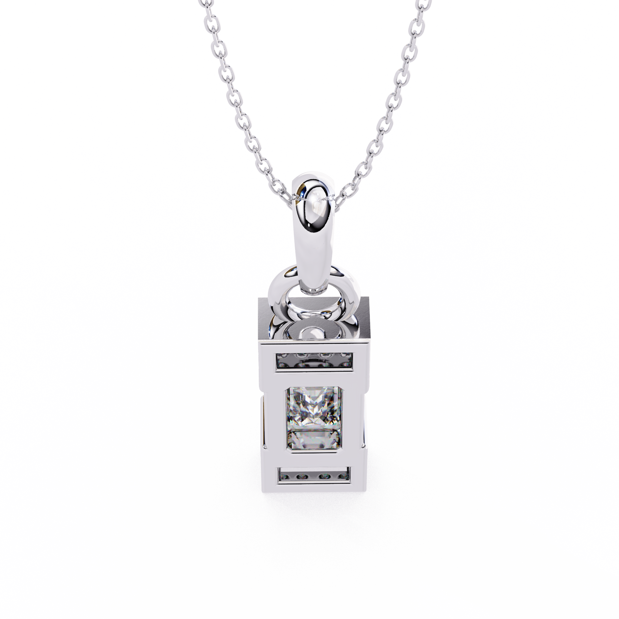 Emerald-Cut Halo Pendant