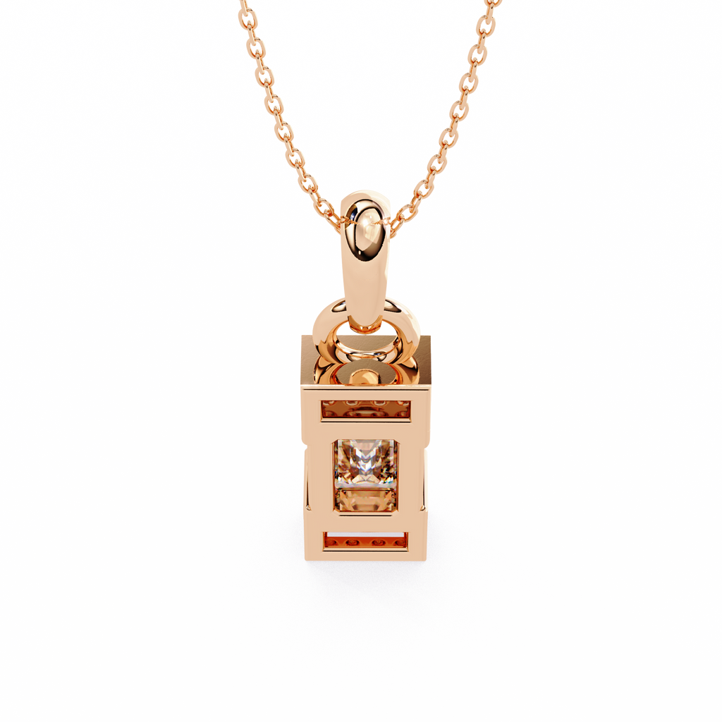 Emerald-Cut Halo Pendant