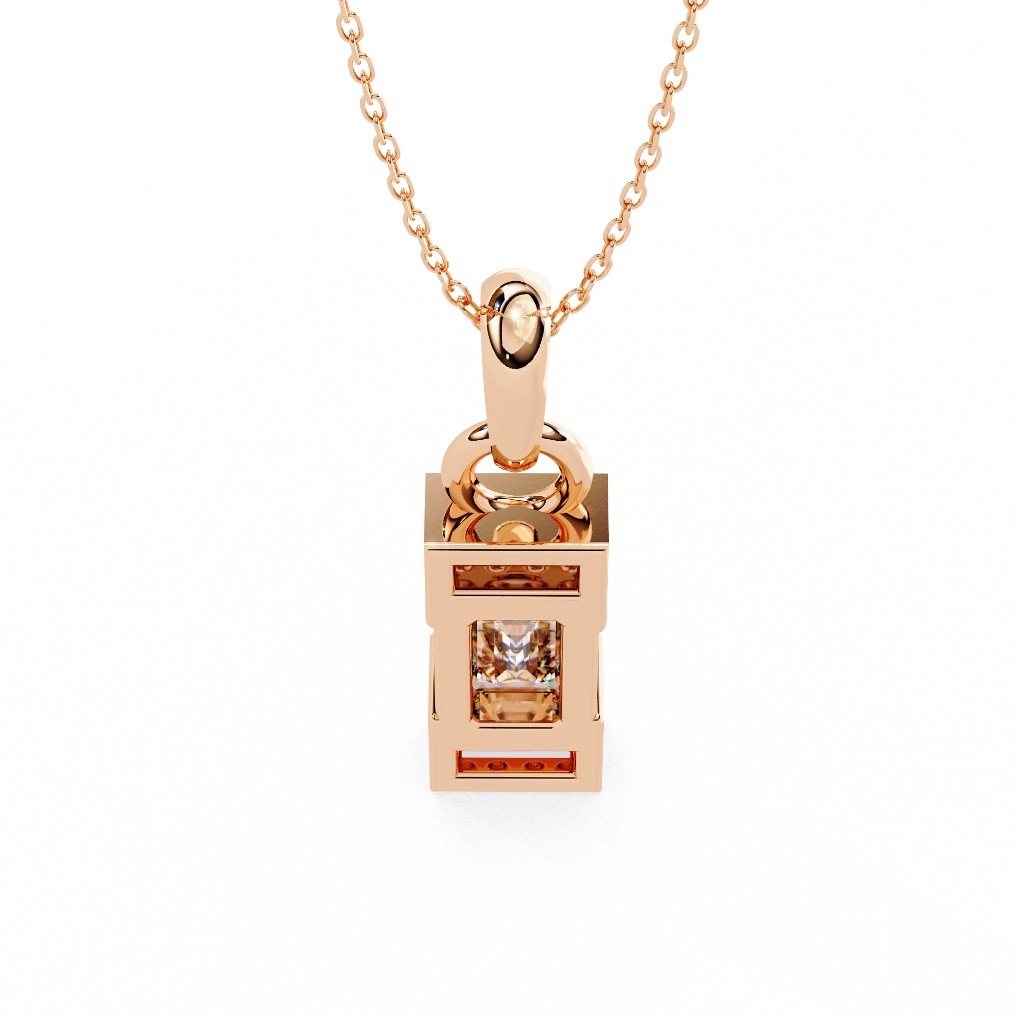Emerald-Cut Halo Pendant