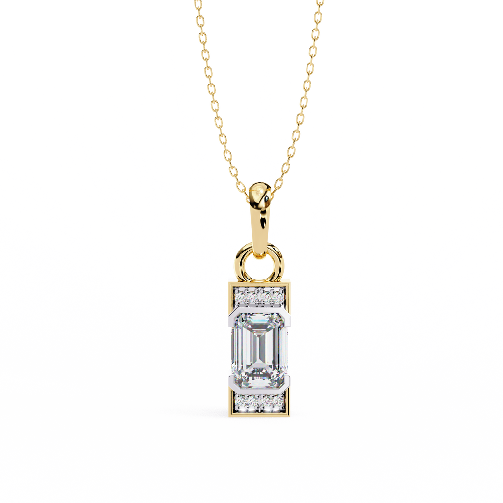 Emerald-Cut Halo Pendant