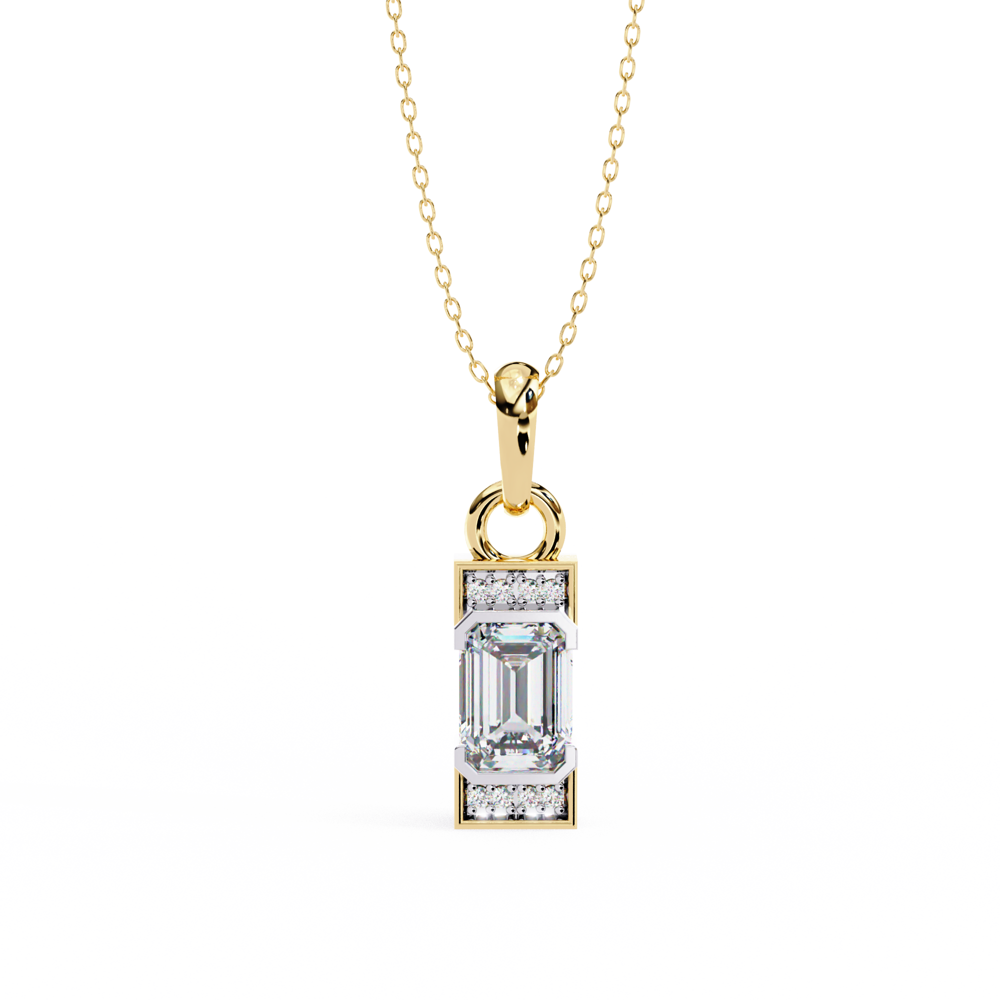 Emerald-Cut Halo Pendant
