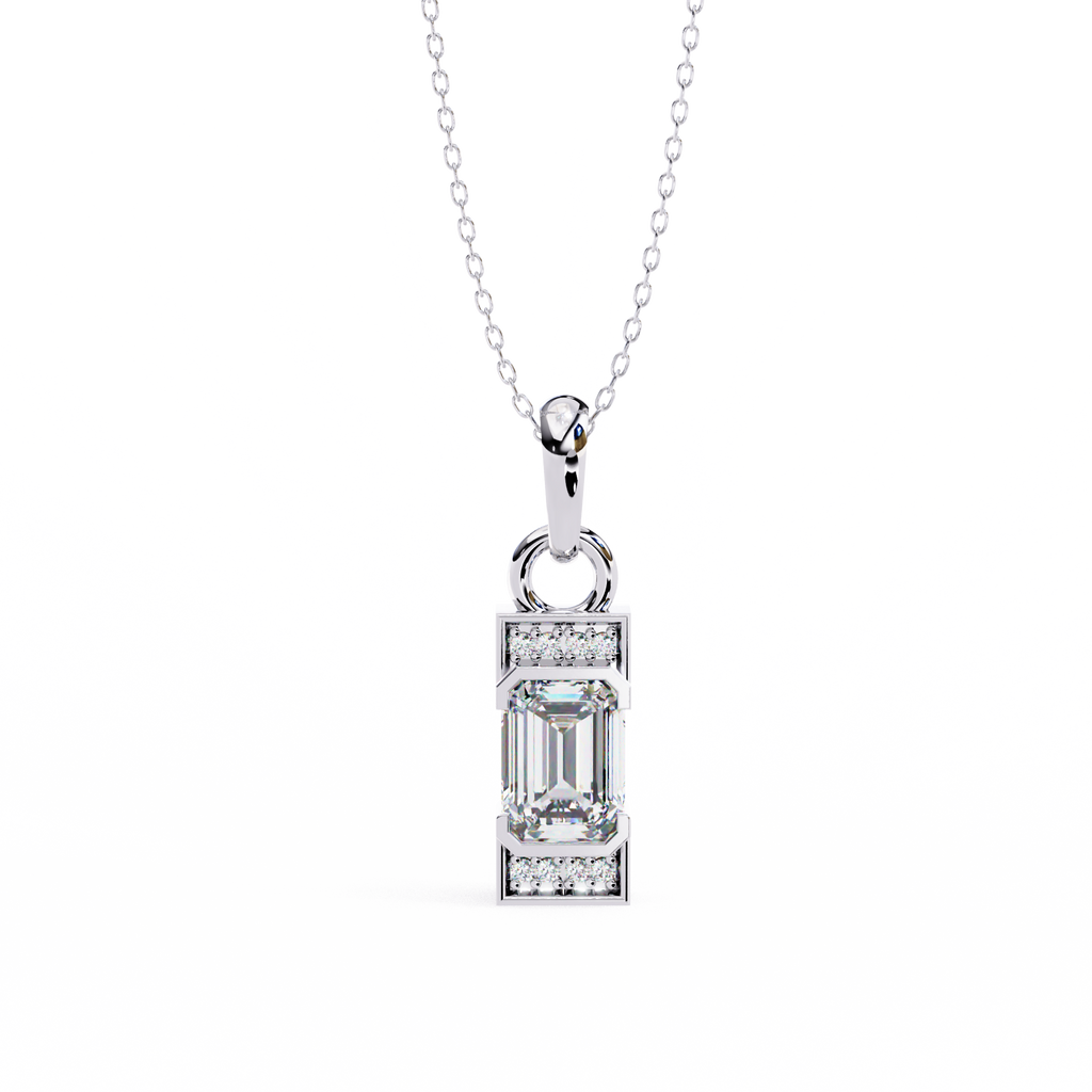 Emerald-Cut Halo Pendant