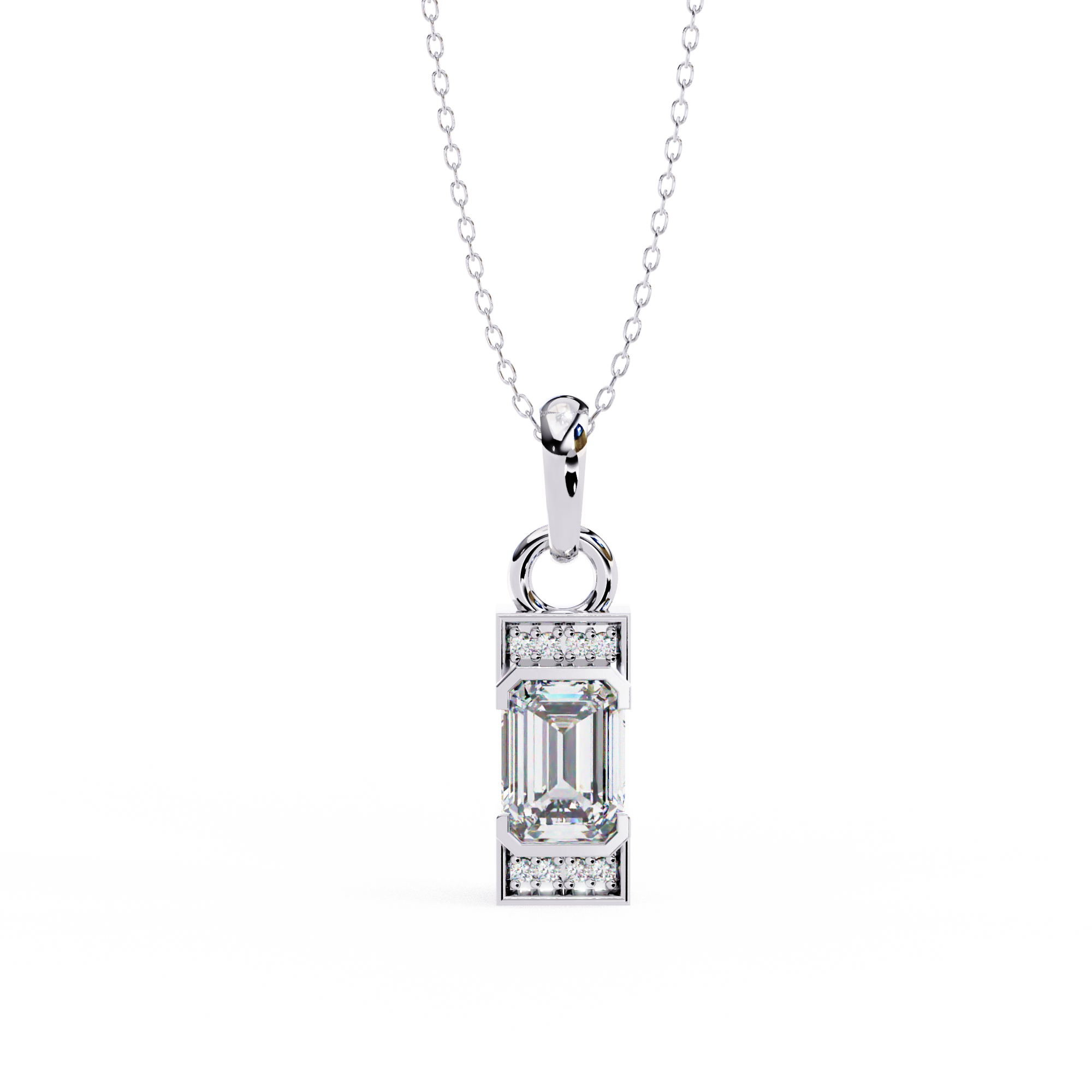 Emerald-Cut Halo Pendant