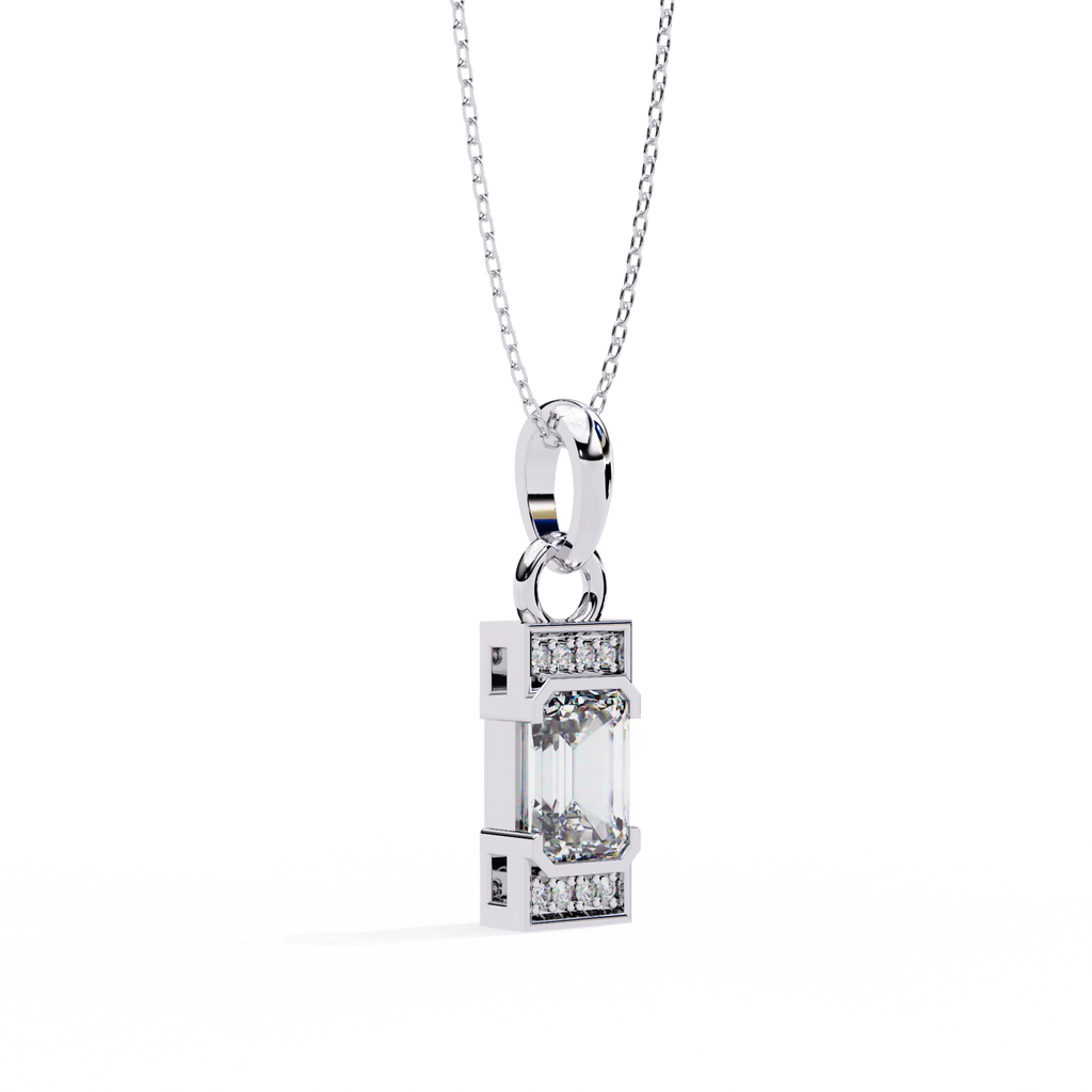 Emerald-Cut Halo Pendant