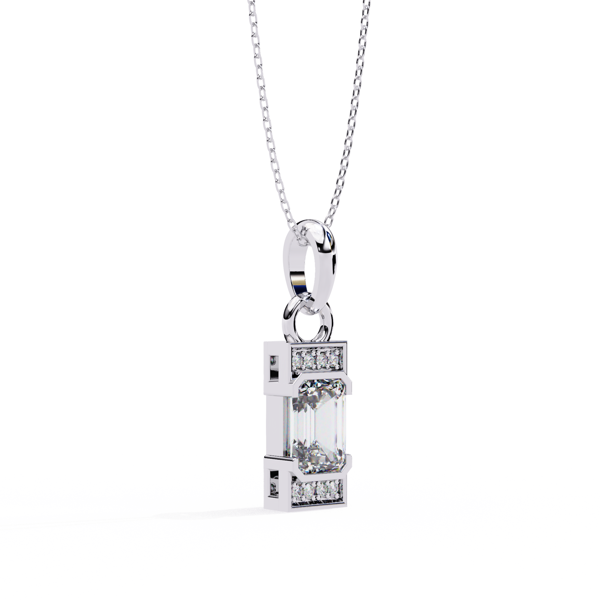 Emerald-Cut Halo Pendant