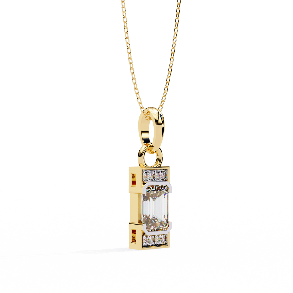 Emerald-Cut Halo Pendant
