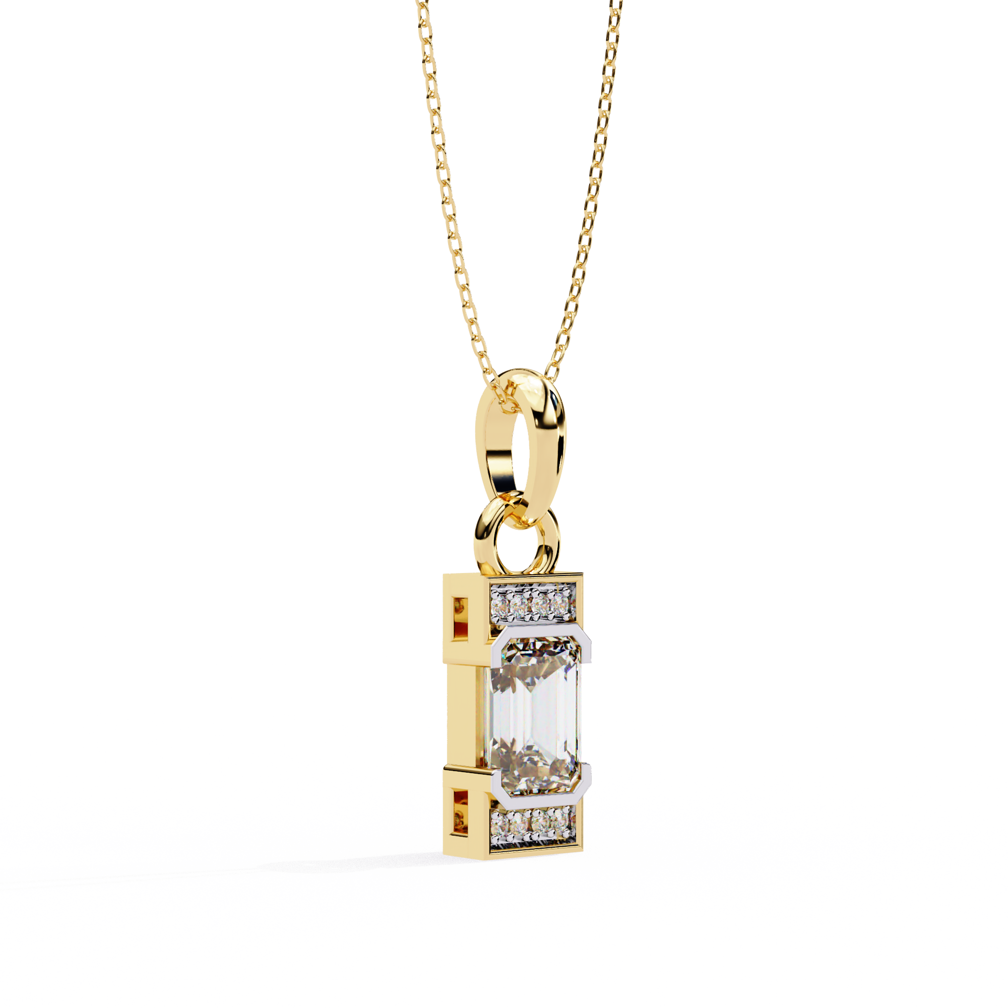 Emerald-Cut Halo Pendant