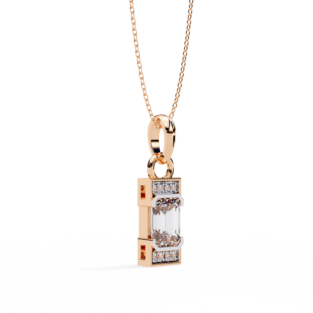 Emerald-Cut Halo Pendant