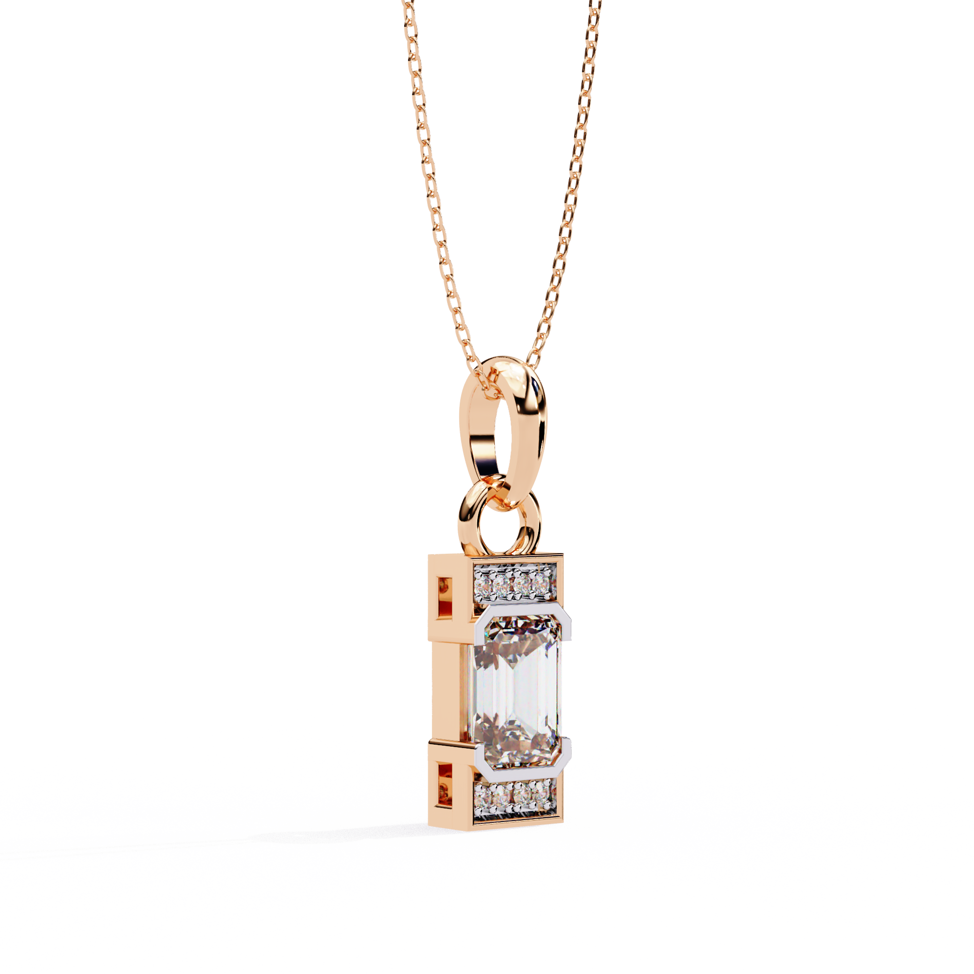 Emerald-Cut Halo Pendant