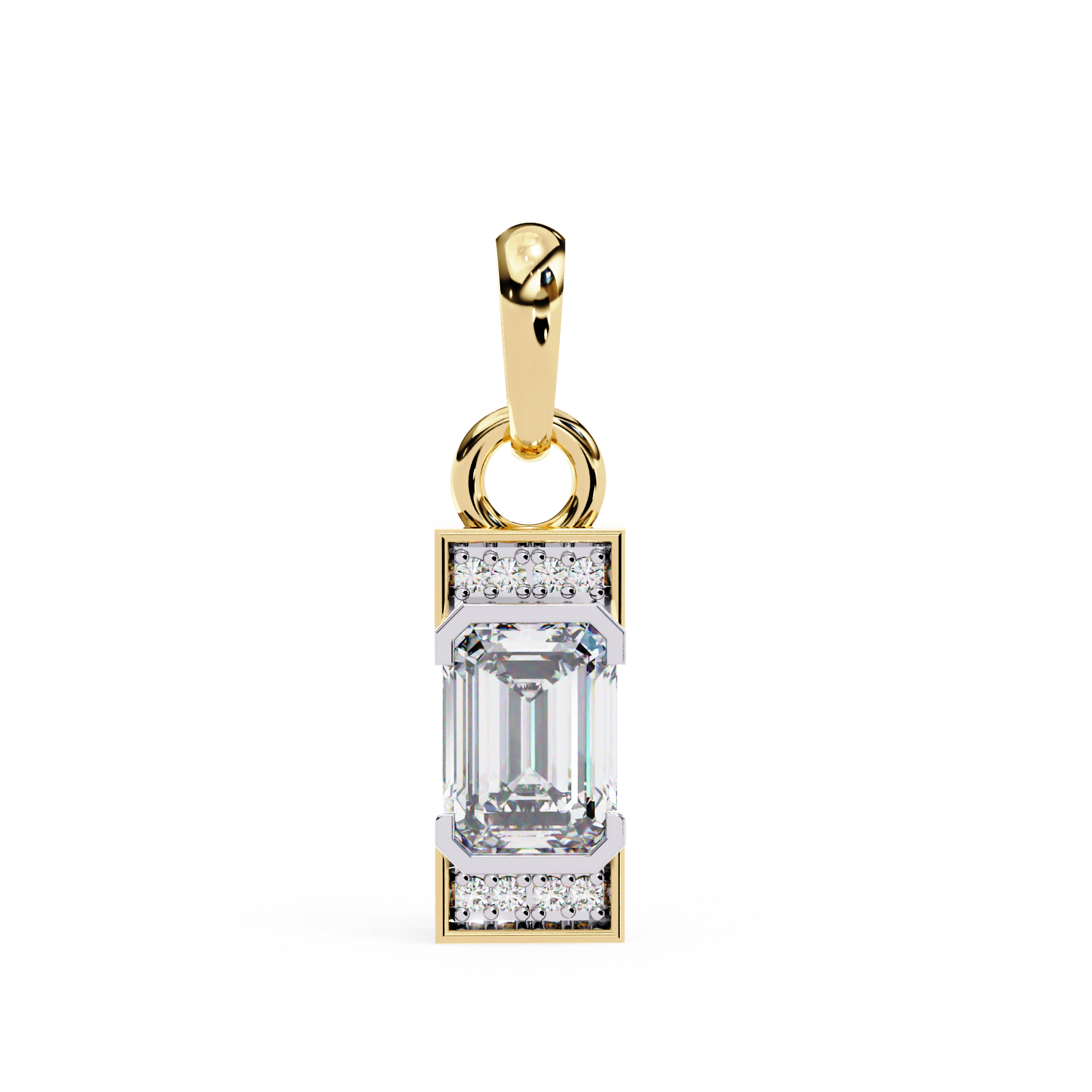 Emerald-Cut Halo Pendant