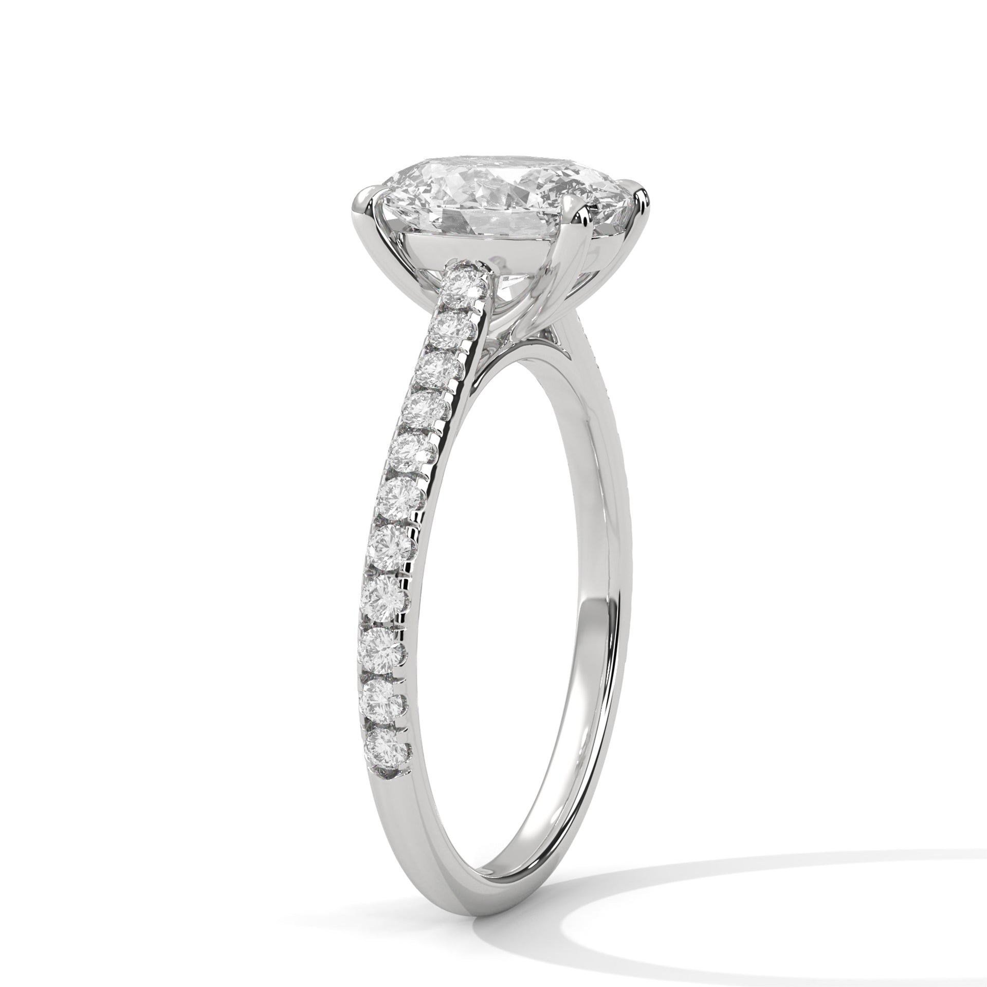 Oval Solitaire Diamond Ring (White Gold)
