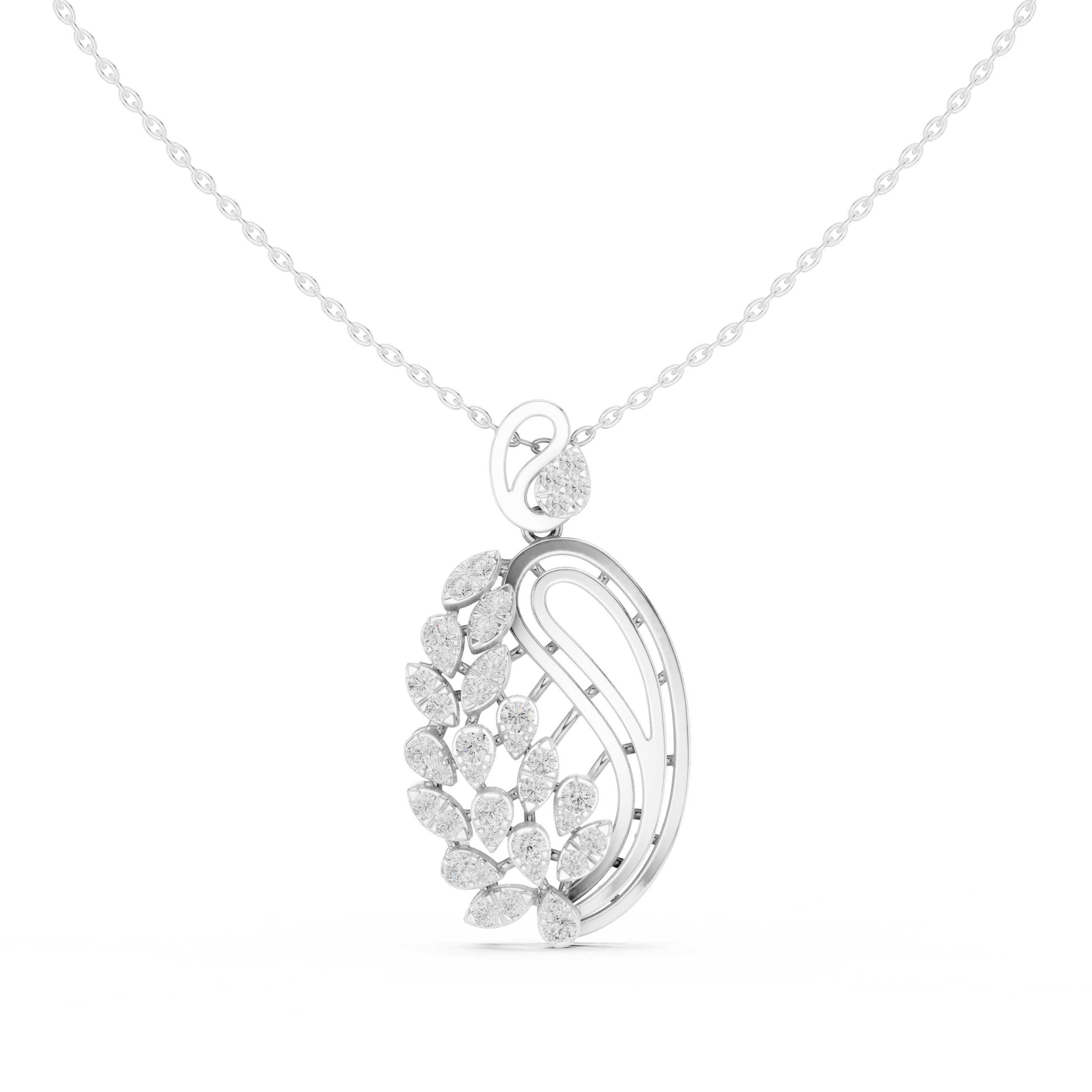 Sterling Silver CZ Paisley Pendant