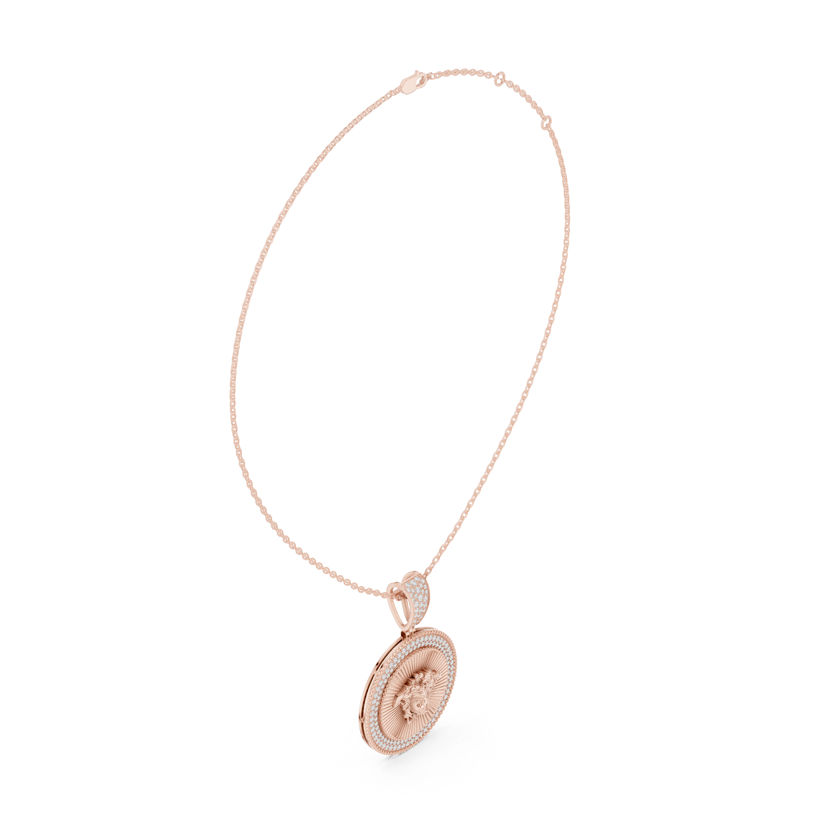 Sterling Silver CZ Medusa Medallion Pendant