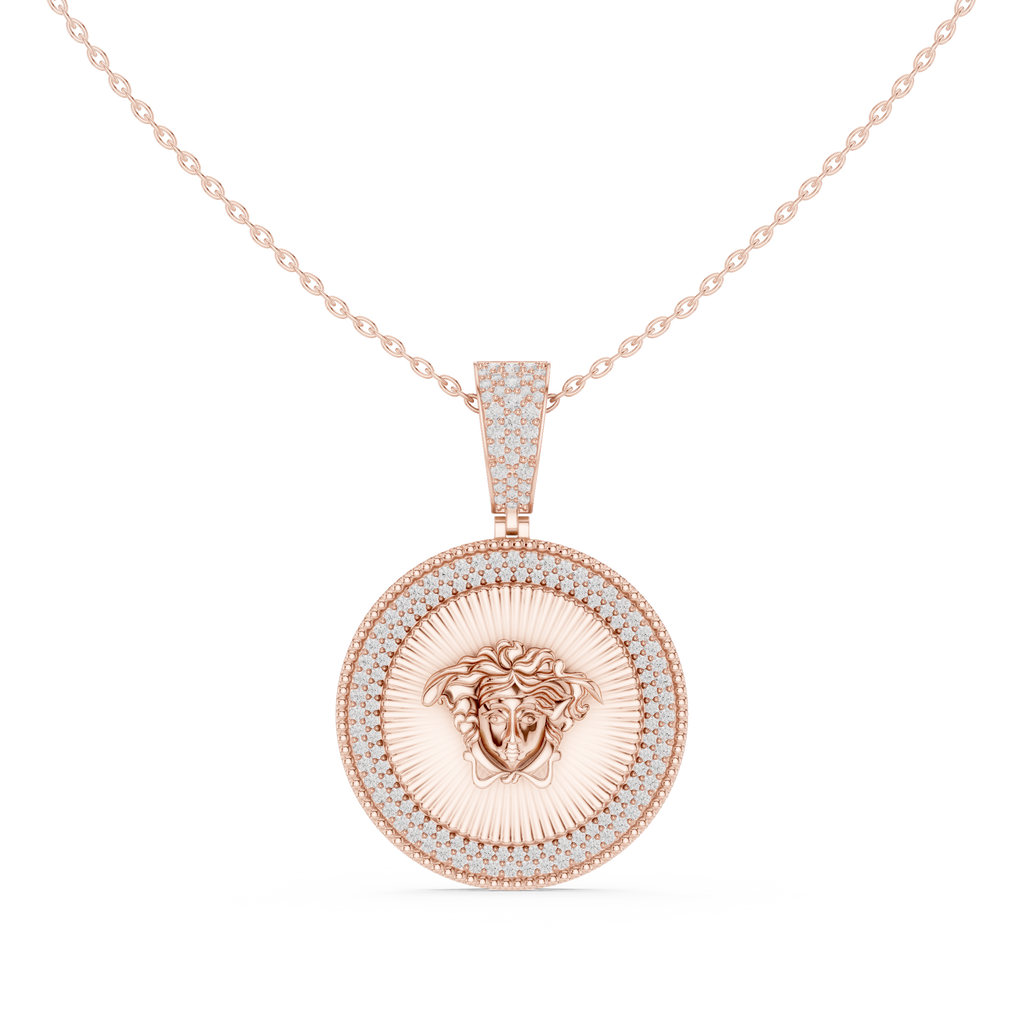 Sterling Silver CZ Medusa Medallion Pendant