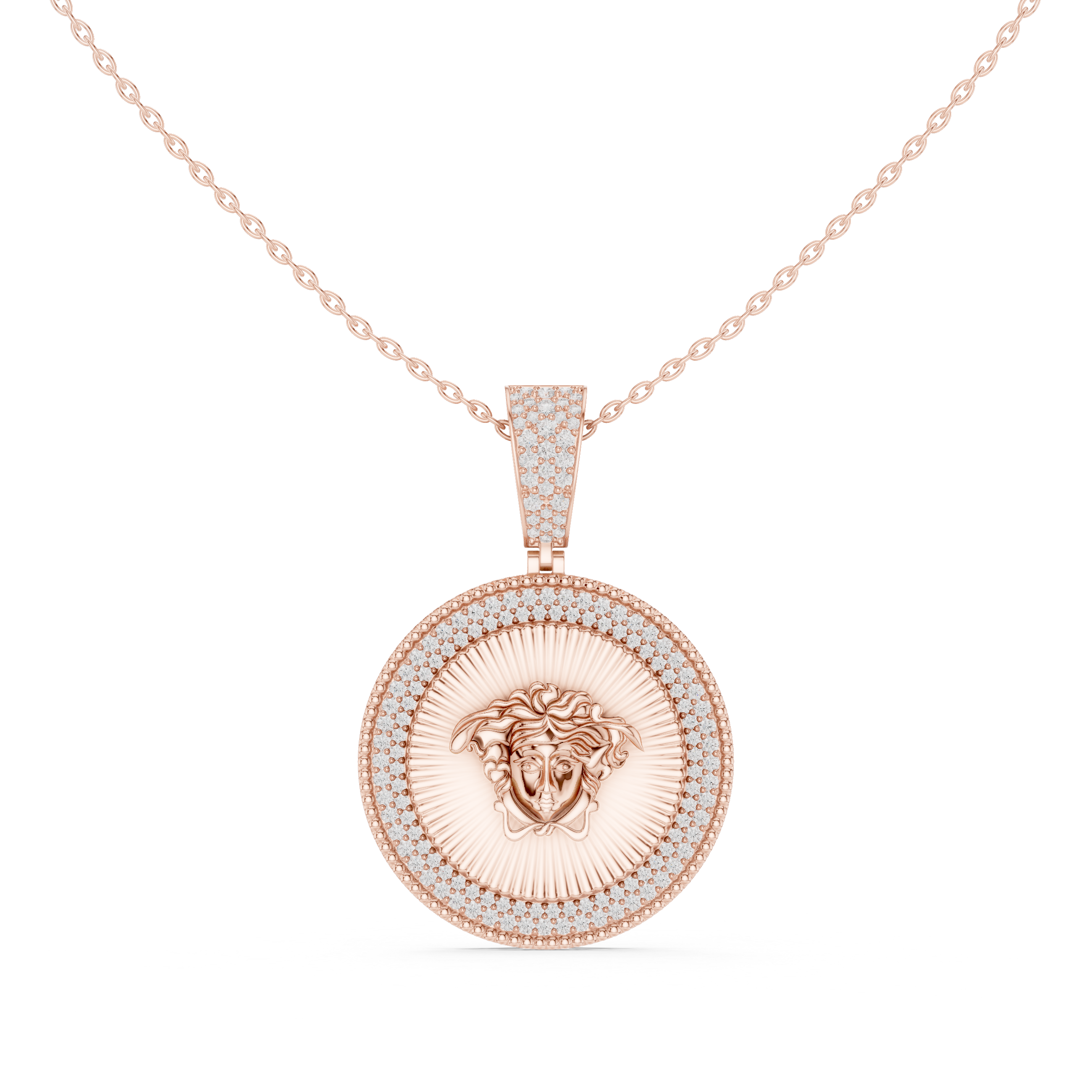 Sterling Silver CZ Medusa Medallion Pendant