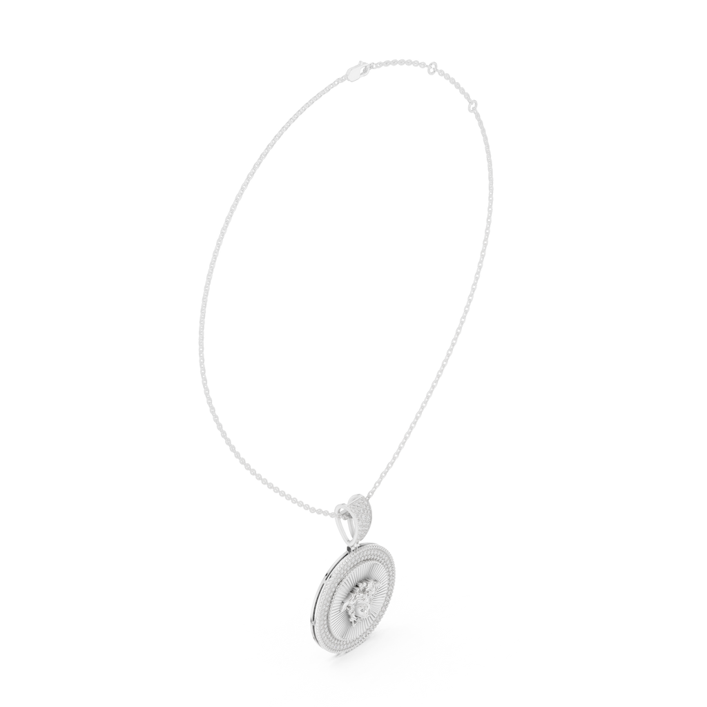 Sterling Silver CZ Medusa Medallion Pendant