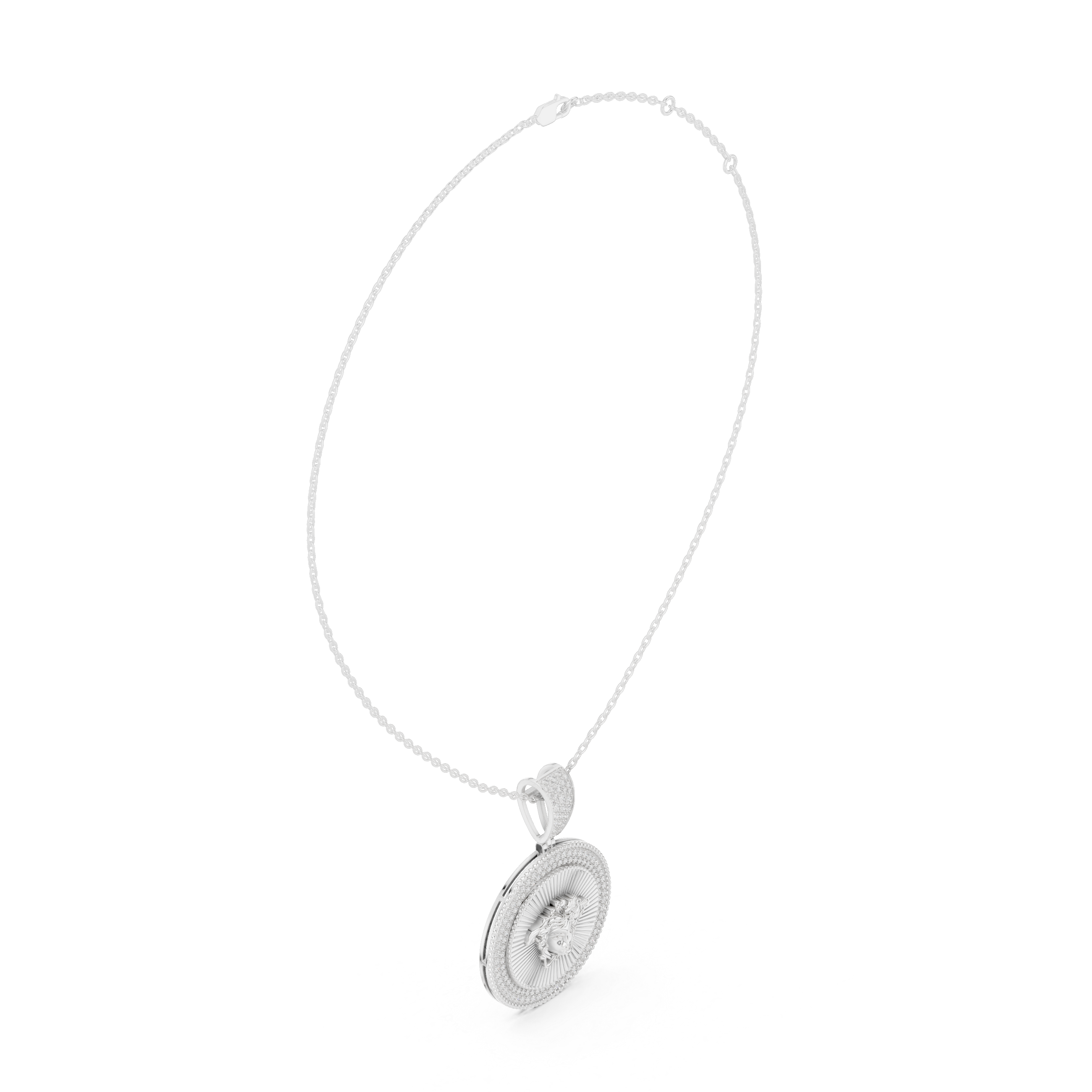 Sterling Silver CZ Medusa Medallion Pendant