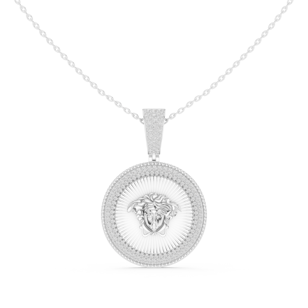 Sterling Silver CZ Medusa Medallion Pendant