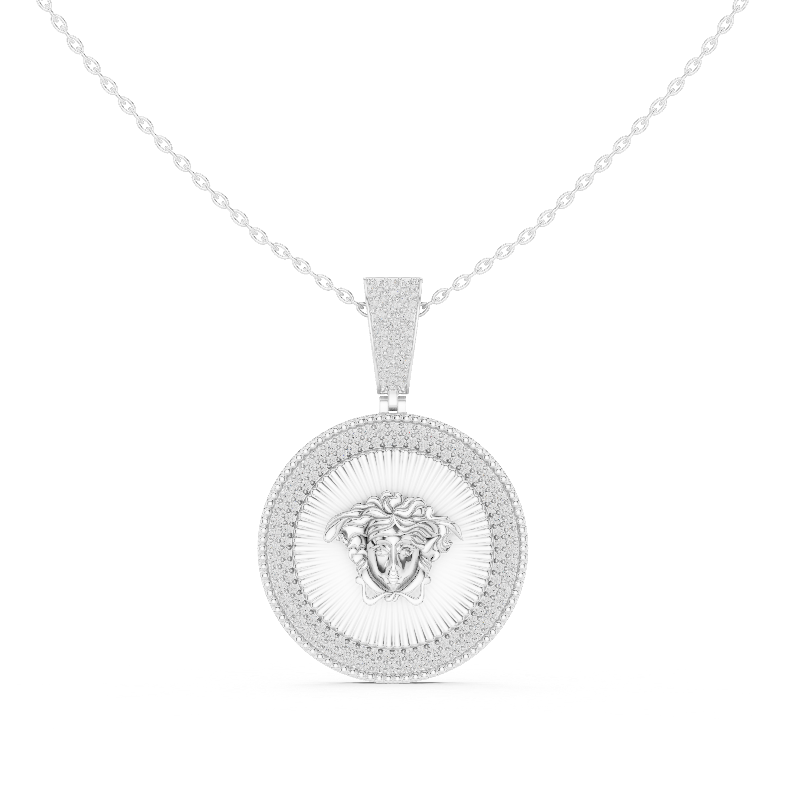 Sterling Silver CZ Medusa Medallion Pendant