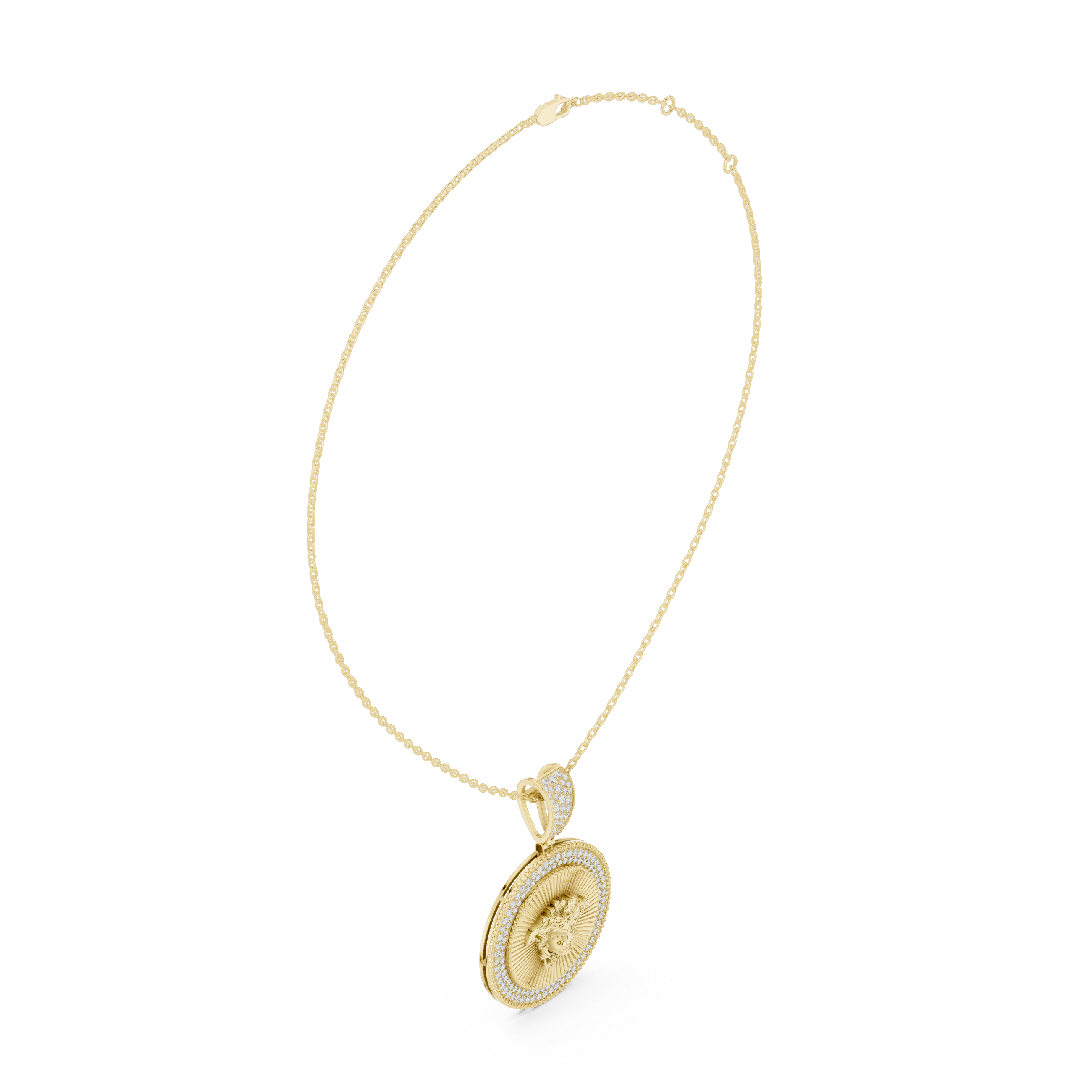 Sterling Silver CZ Medusa Medallion Pendant