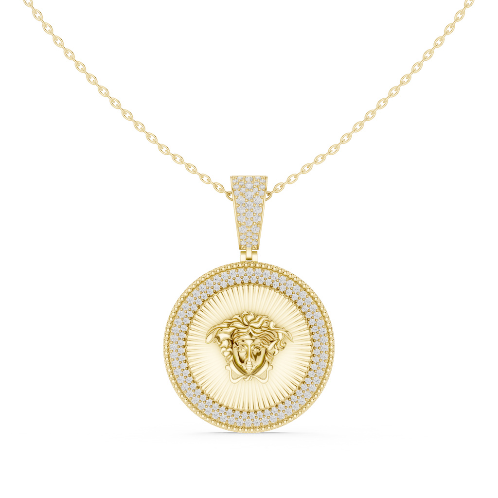 Sterling Silver CZ Medusa Medallion Pendant