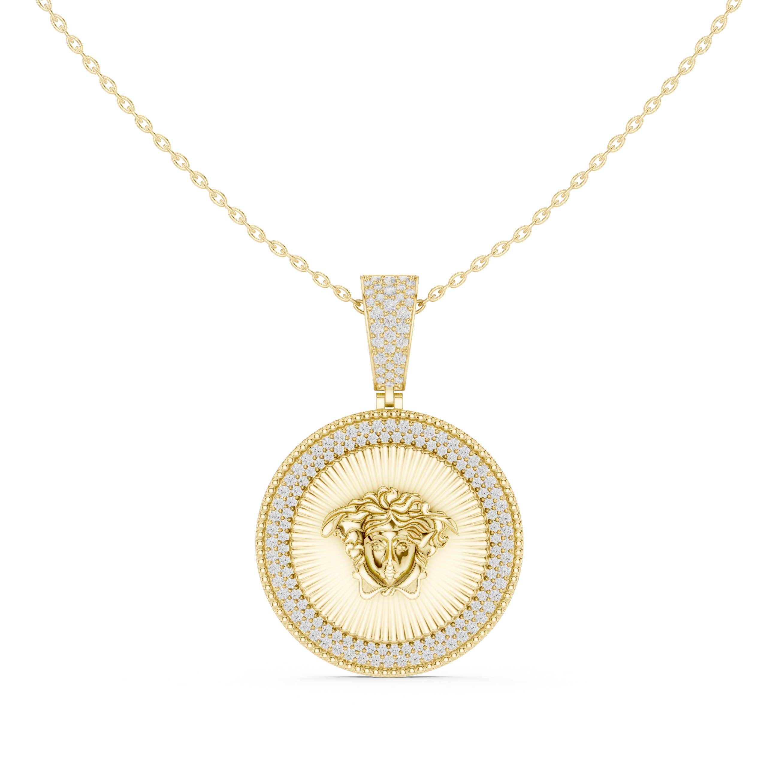 Sterling Silver CZ Medusa Medallion Pendant