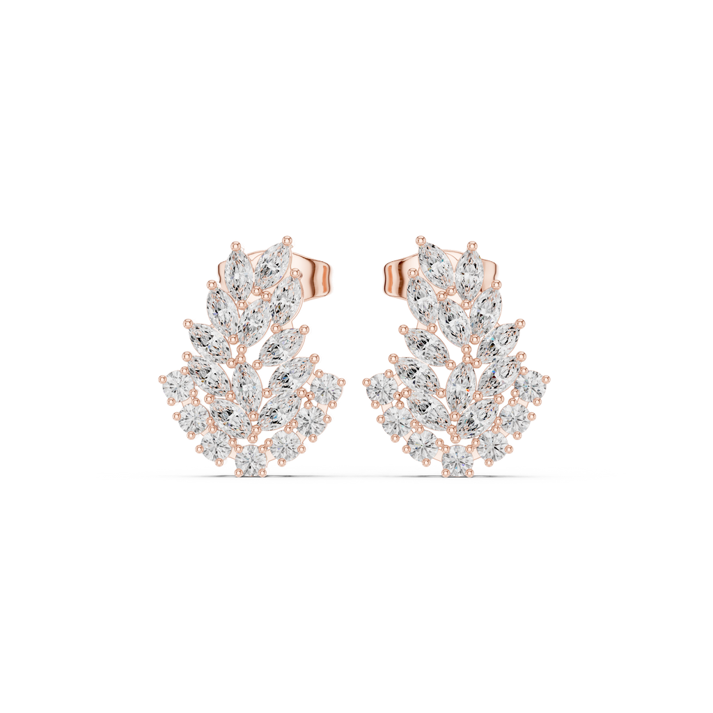 Leaf Cluster CZ Earrings in 925 Sterling Silver – 0.80 Ct TW