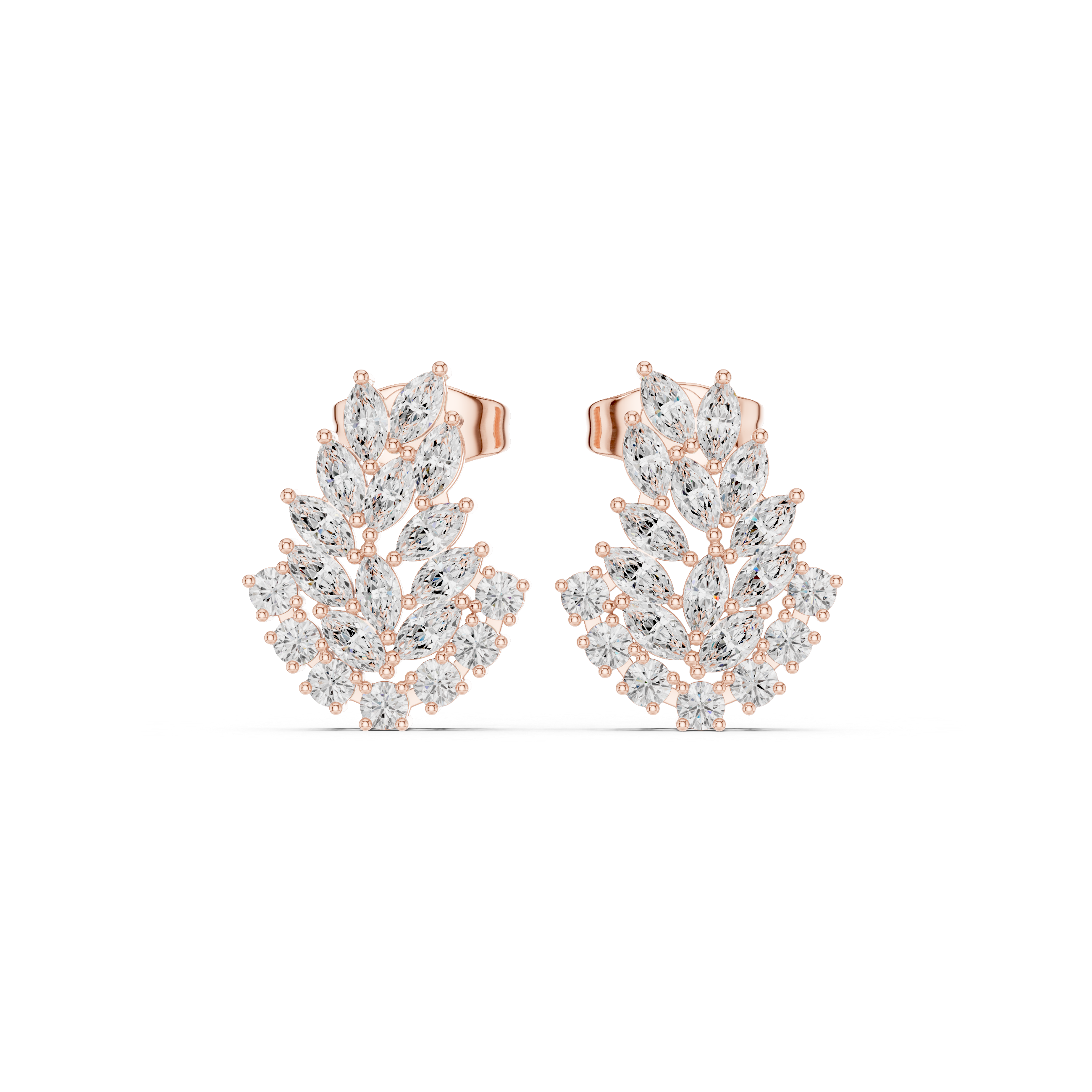 Leaf Cluster CZ Earrings in 925 Sterling Silver – 0.80 Ct TW