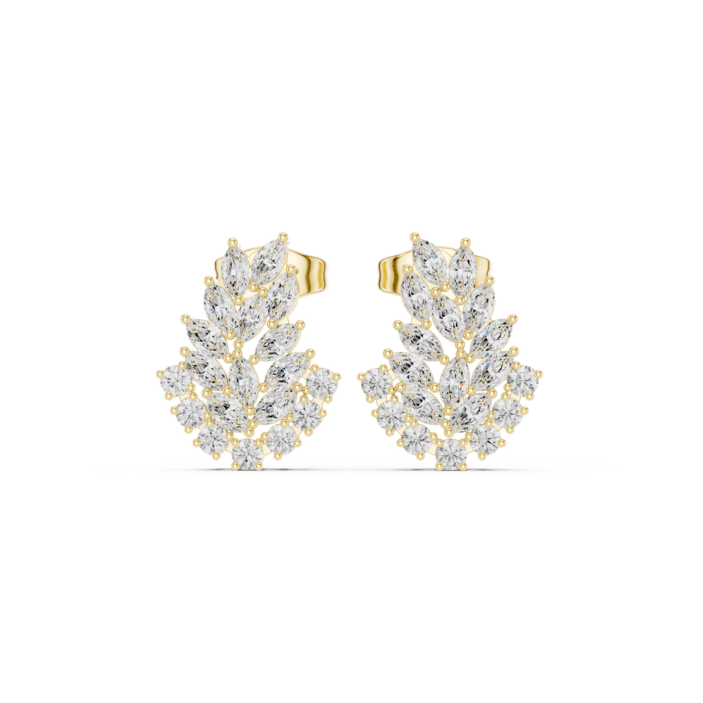 Leaf Cluster CZ Earrings in 925 Sterling Silver – 0.80 Ct TW