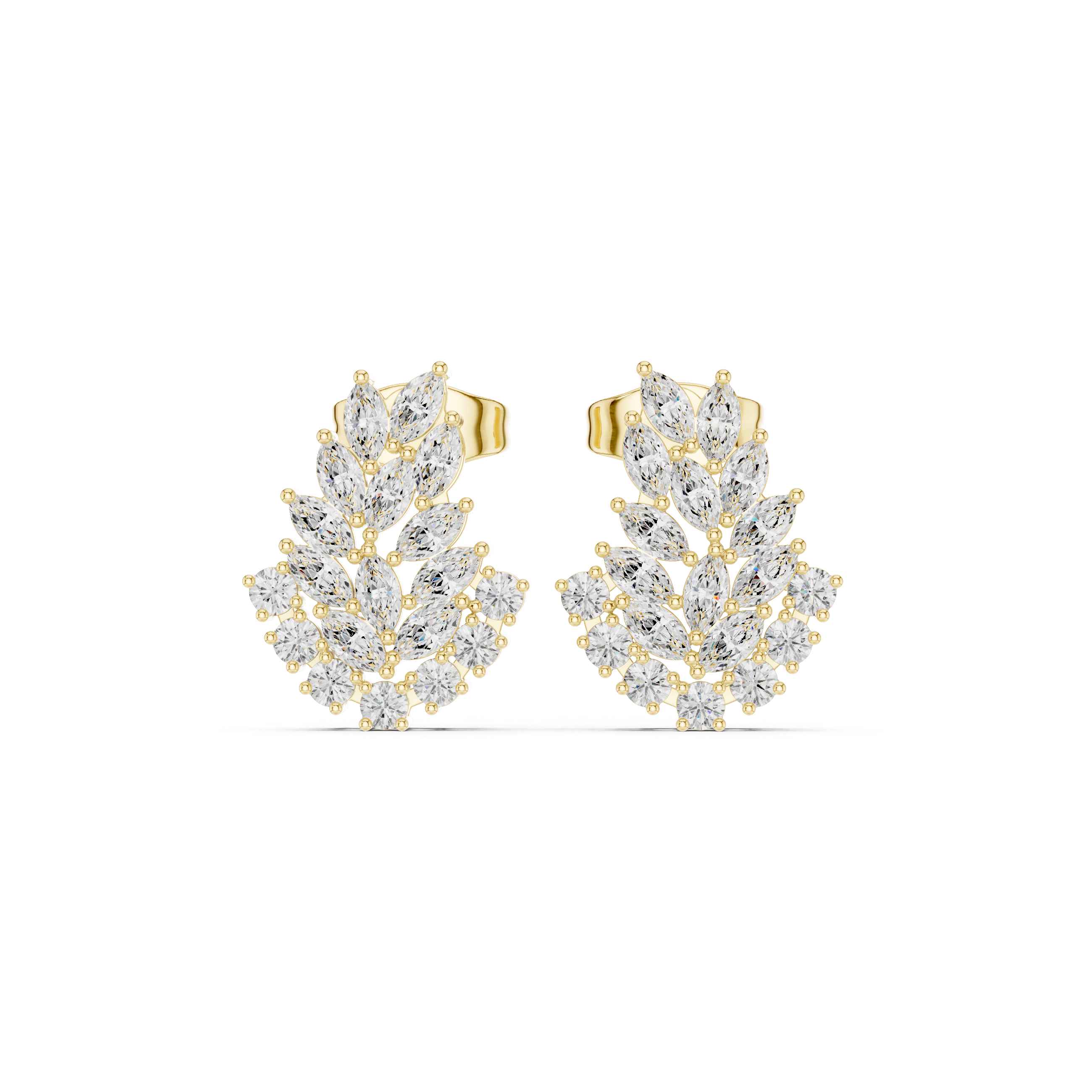 Leaf Cluster CZ Earrings in 925 Sterling Silver – 0.80 Ct TW